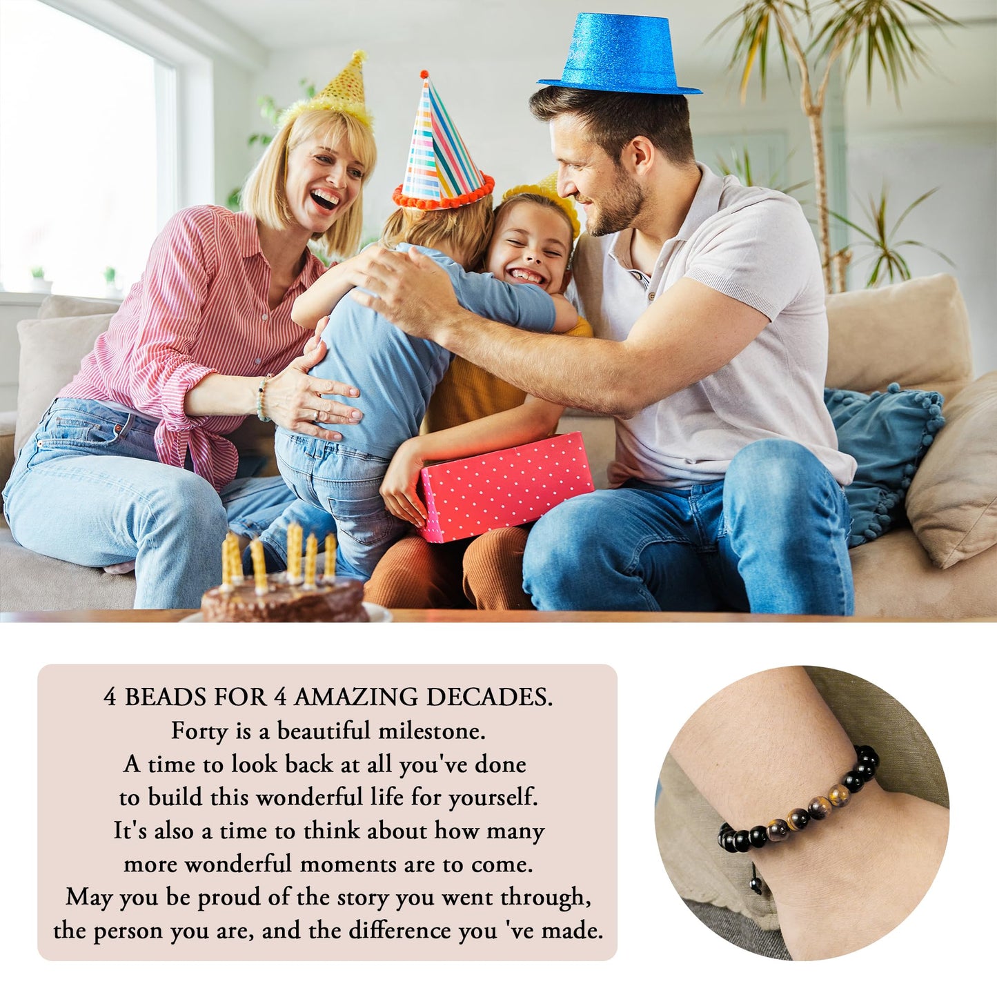 Sereney 40th Birthday Gifts men,Adjustable Triple Protection Bracelet Gifts for 40 Year Old man, 1985 Bday Jewelry Gifts for him, 40th bday for Father Brother Husband - The One Stop Deals