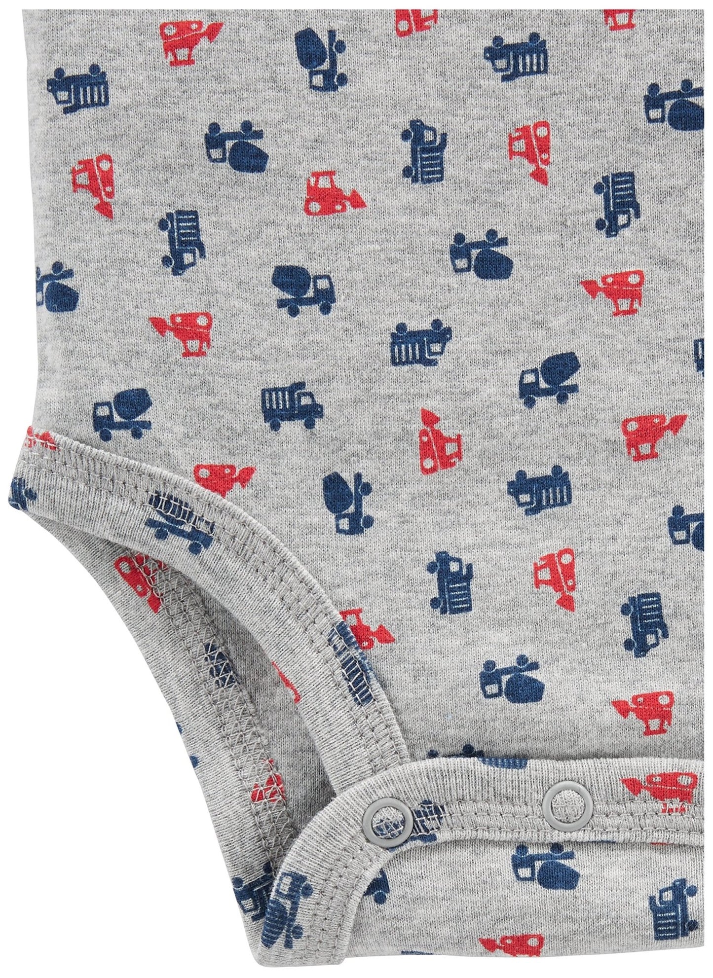 Simple Joys by Carter's Baby Boys' Long - Sleeve Bodysuit, Pack of 5, Blue/Grey Trucks/Red Stripe, 18 Months - The One Stop Deals