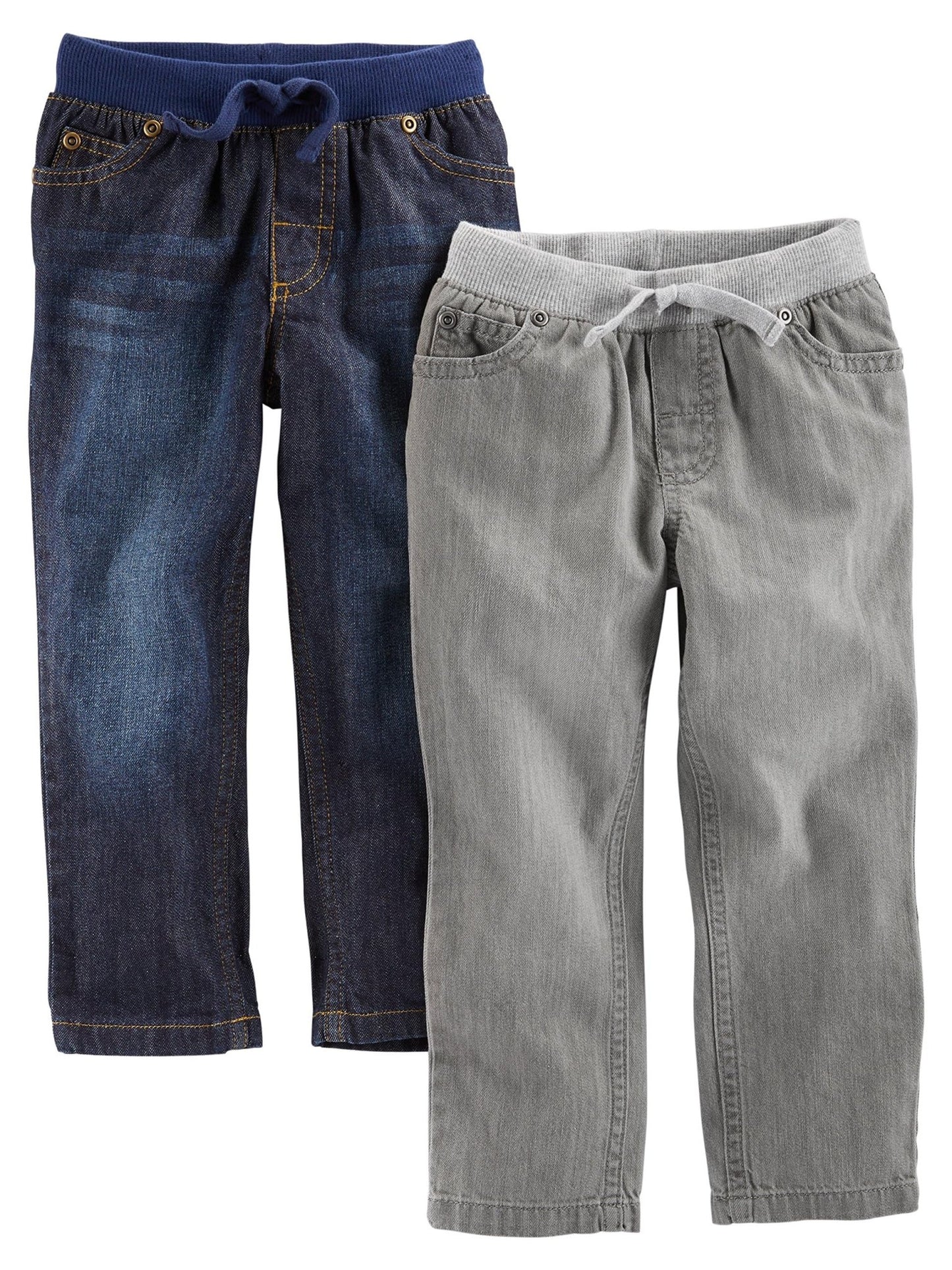 Simple Joys by Carter's Toddler Boys' Pull - On Denim Pant, Pack of 2, Grey/Denim, 5T - The One Stop Deals