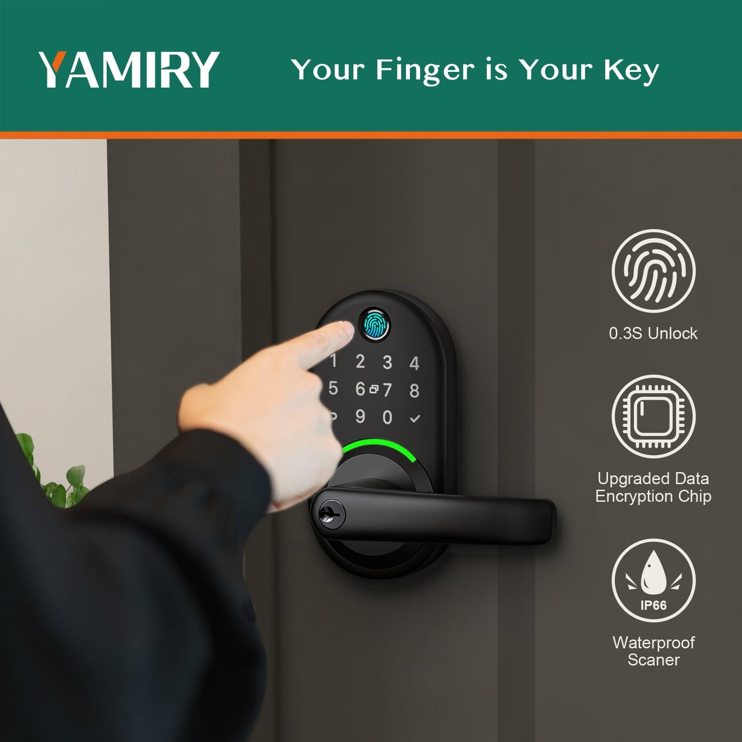 Smart Door Handle Lock with Keypad: Yamiry Fingerprint Smart Lock - Keyless Entry Door Lock for Front Door - Digital Door Lock - Deadbolt Lock with APP - Genarate Passcode Remotely - DIY Installation - The One Stop Deals