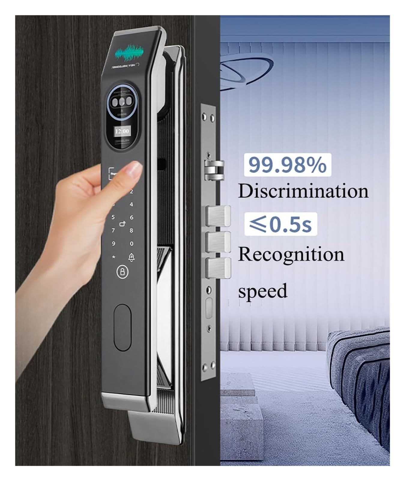 Smart Lock with Camera WiFi Smart Lock Digital Deadbolt Smart Front Door Lock Keyless Entry Lock WiFi Smart NFC Lock Biometric Lock Commercial Keyless Entry Lock (Bright Grey)(Bright Grey) - The One Stop Deals