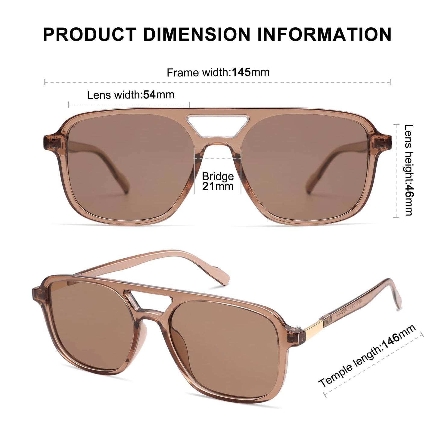 SOJOS Retro Aviator Sunglasses for Women Men,Trendy Rectangle Womens Mens Shades Sun Glasses SJ2202 Coffee - The One Stop Deals