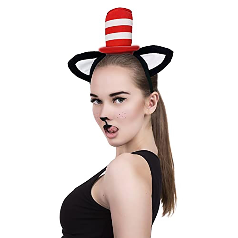 SWEET MAX Cat Ears Headband Red Stovepipe Hat Headpiece Cosplay Costume Accessory Kit Party Favors (Cat Ears Headband) - The One Stop Deals