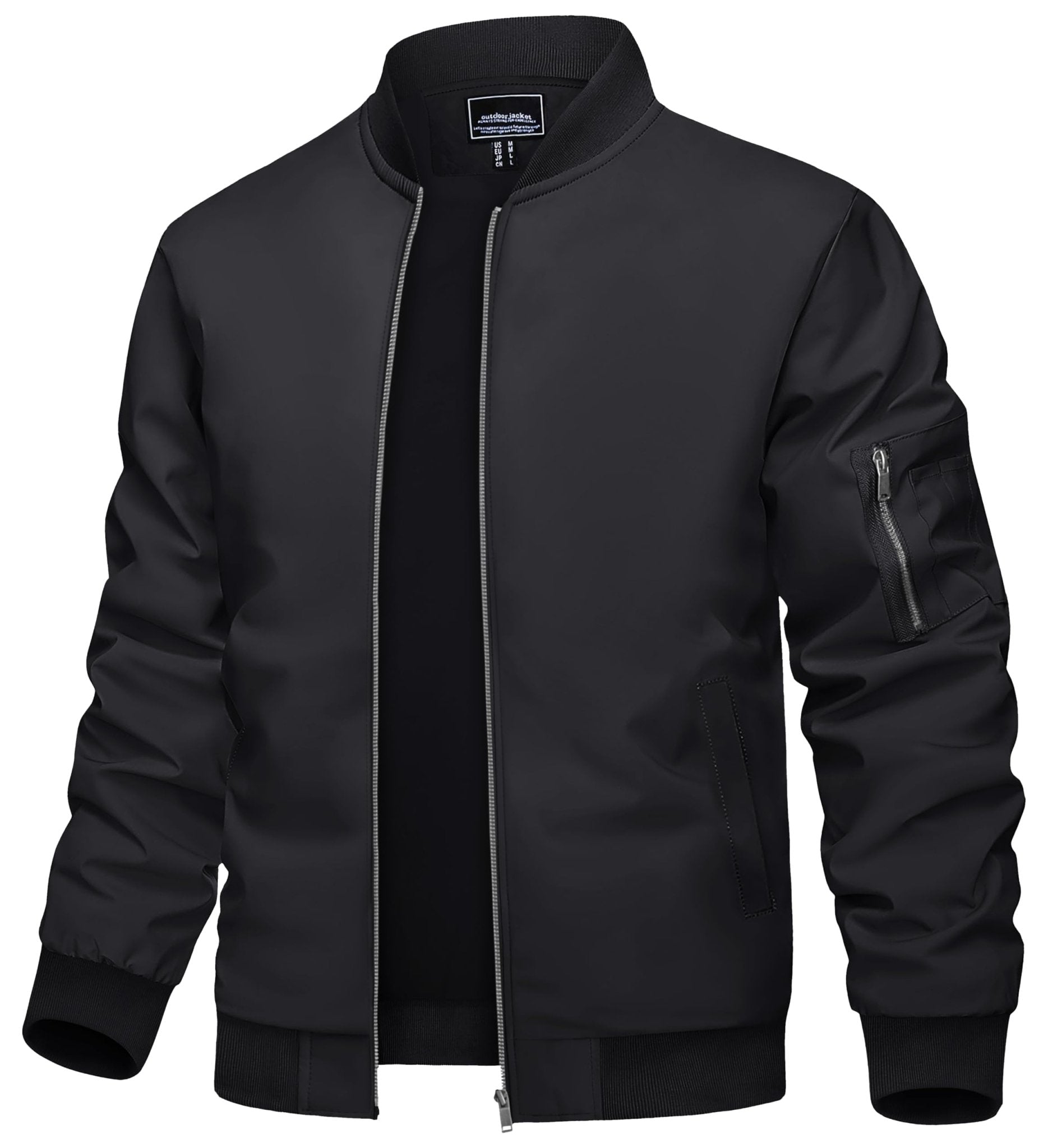 TACVASEN Bomber Jacket - Men's Varsity Jacket, Black, Windproof, Casual, Spring, Harrington - The One Stop Deals