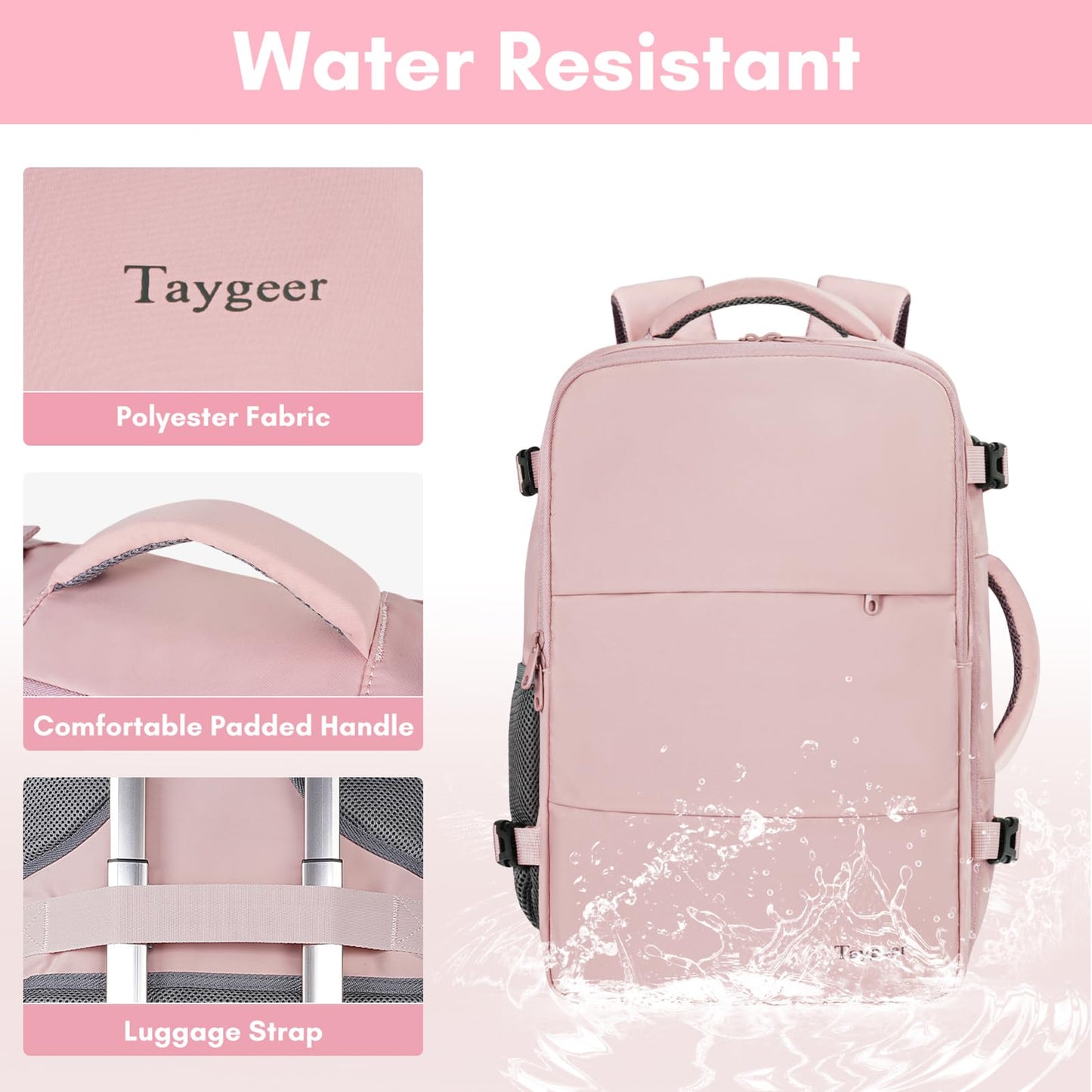 Taygeer Travel Backpack for Women, Carry On Backpack with USB Charging Port & Shoe Pouch, TSA 15.6inch Laptop Mochila Flight Approved, Nurse Bag Casual Daypack for Weekender Business Hiking, Pink - The One Stop Deals