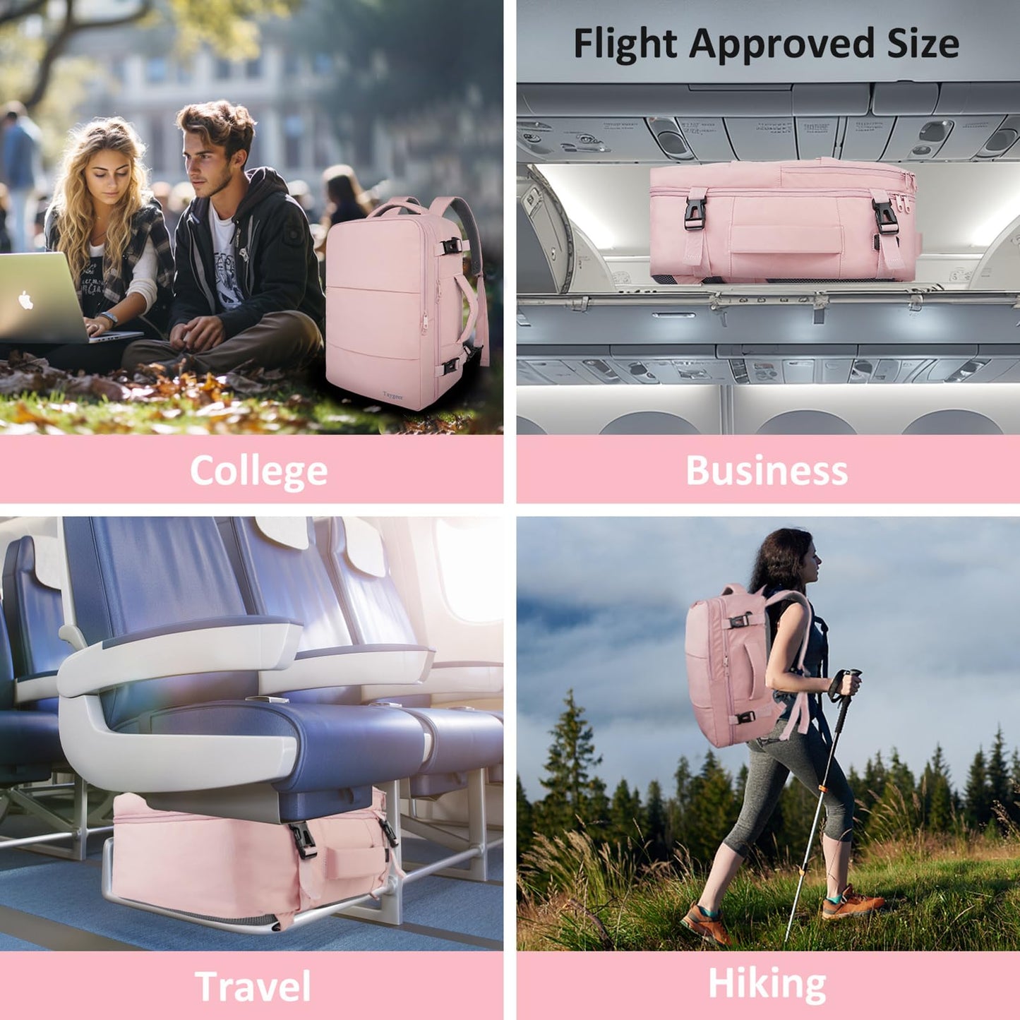 Taygeer Travel Backpack for Women, Carry On Backpack with USB Charging Port & Shoe Pouch, TSA 15.6inch Laptop Mochila Flight Approved, Nurse Bag Casual Daypack for Weekender Business Hiking, Pink - The One Stop Deals