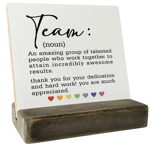 Team Definition Wood Plaque Gift, Plaque with Wooden Stand, Meaningful Wood Sign Plaque Gift, Corporate Gift, Coworker Gift, Work Gift, Office Gift, Employee Gift, Appreciation Gift, Desk Decor Sign - The One Stop Deals