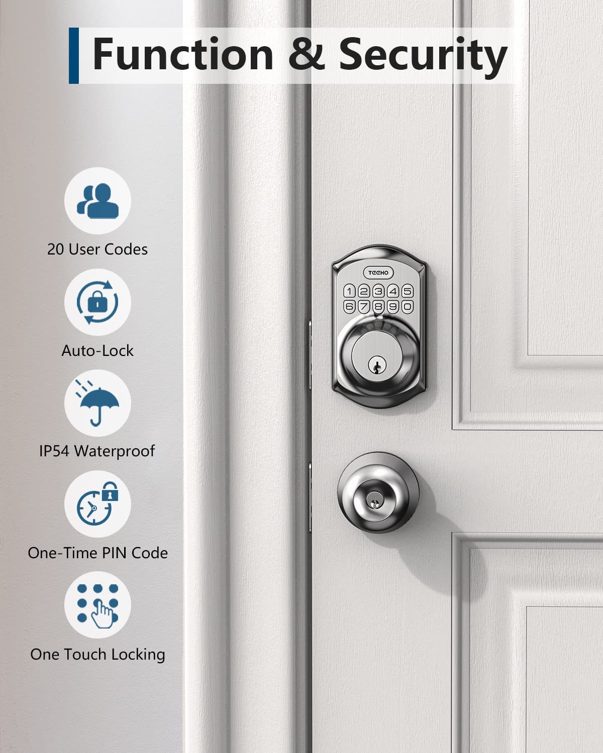 TEEHO TE001 Keyless Entry Door Lock with Keypad - Smart Deadbolt Lock for Front Door with 2 Keys - Auto Lock - Easy Installation - Satin Nickel - The One Stop Deals