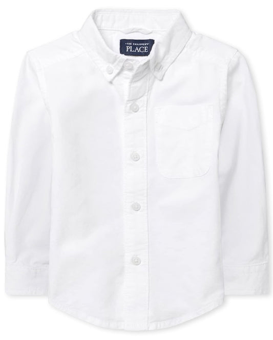 The Children's Place Baby Boys And Toddler Boys Long Sleeve Oxford Button Down Shirt,White, 5T - The One Stop Deals