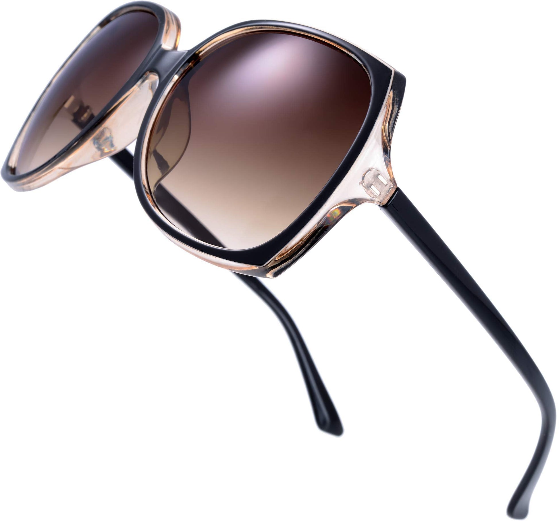 The Fresh Women's Square Jackie O Hybrid Butterfly Fashion Sunglasses - Exquisite Packaging (727704 - Crystal brown/Black paint, Gradient Brown) - The One Stop Deals