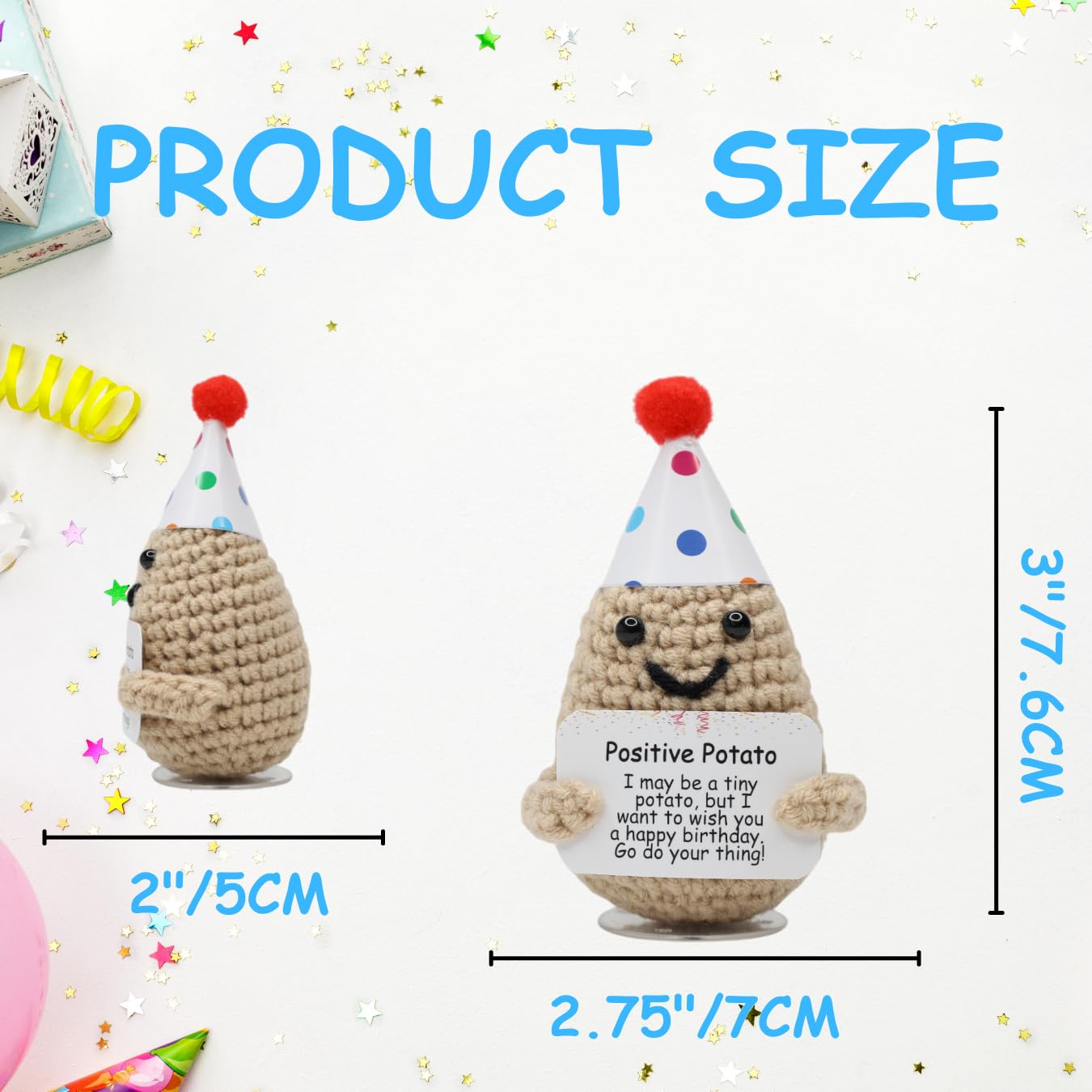 The trend collection Birthday Positive Potato with Stand. Emotional Support Gift for Happy Birthday. Gifts for Her. Birthday Gifts for Women. Cute Crochet Mom Gift. Funny Gag Gifts. - The One Stop Deals