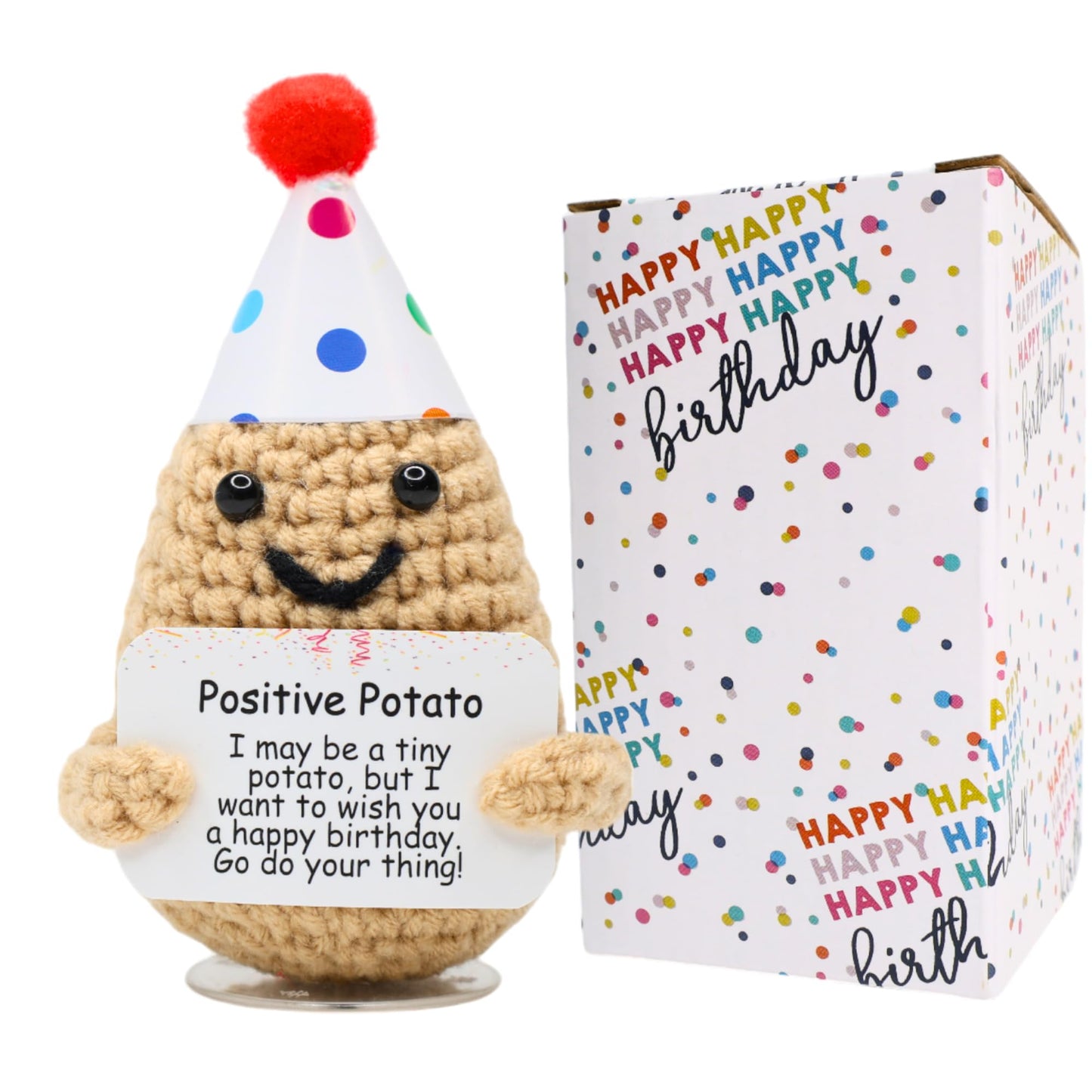 The trend collection Birthday Positive Potato with Stand. Emotional Support Gift for Happy Birthday. Gifts for Her. Birthday Gifts for Women. Cute Crochet Mom Gift. Funny Gag Gifts. - The One Stop Deals