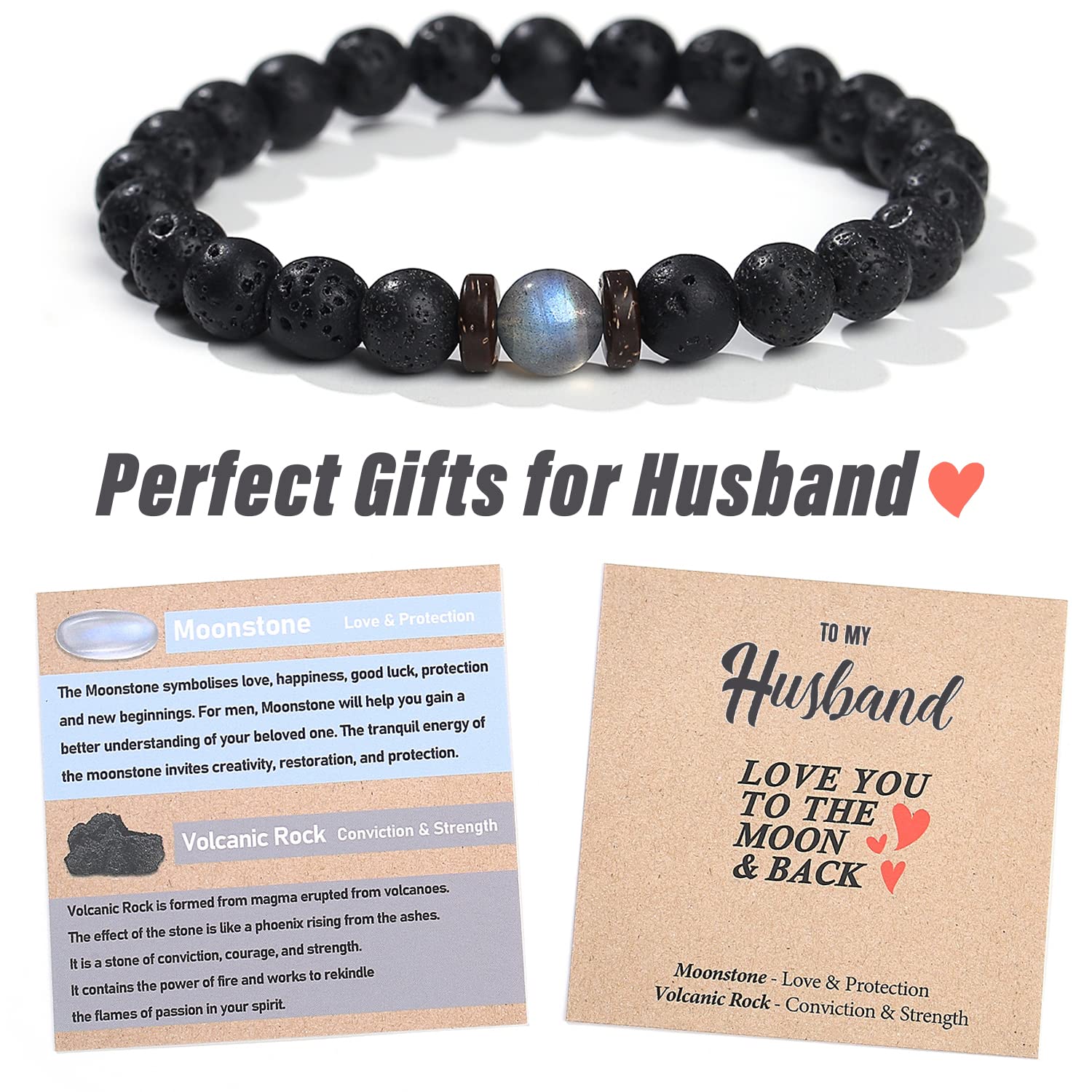 THEMEROL Gifts for Husband Birthday Gift Fathers Day Gifts from Wife Him Mens Bracelet Card Husband Anniversary Gifts Personalized Unique Beaded Bracelets Christmas Valentines - The One Stop Deals