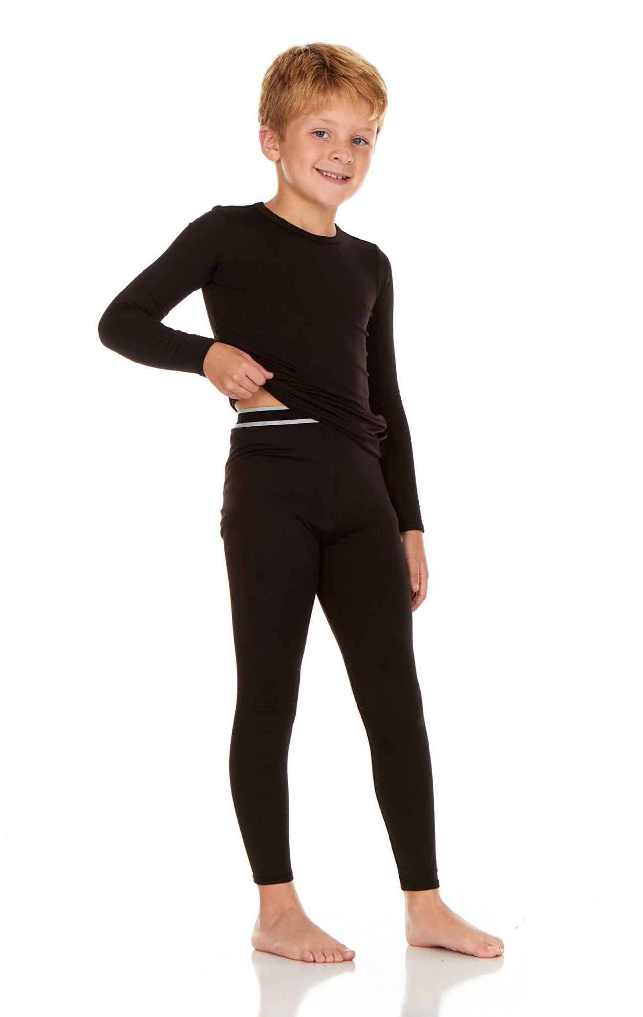 Thermajohn Thermal Underwear for Kids, Boys Thermal Underwear Set | Kids Base Layers for Skiing | Long Johns for Boys Kids, Black, (XS) - The One Stop Deals