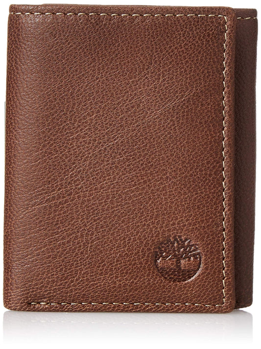 Timberland Men's Leather RFID Blocking Trifold Wallet, Brown, One Size - The One Stop Deals