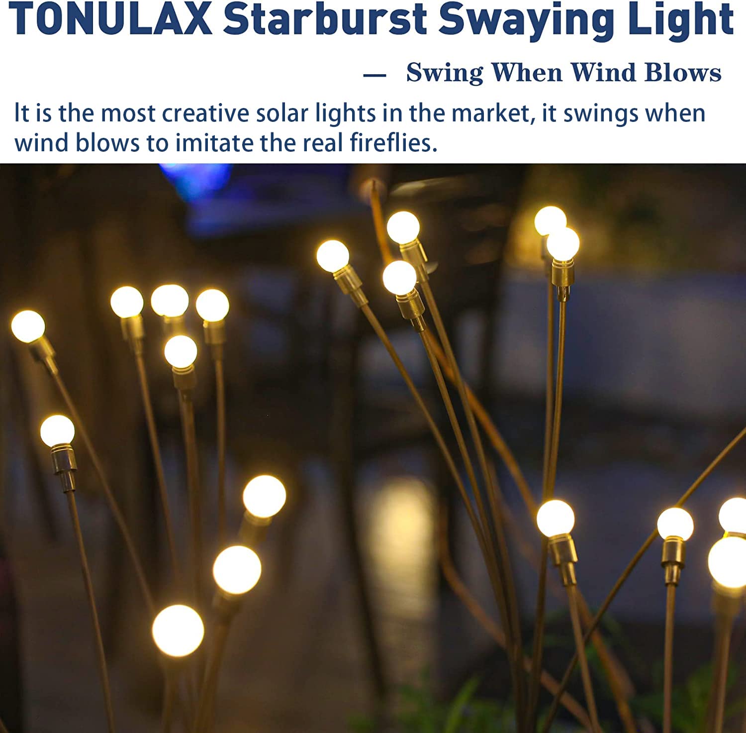 TONULAX Solar Garden Lights - New Upgraded Solar Swaying Light, Sway by Wind, Solar Outdoor Lights, Yard Patio Pathway Decoration, High Flexibility Iron Wire & Heavy Bulb Base, Warm White(2 Pack) - The One Stop Deals