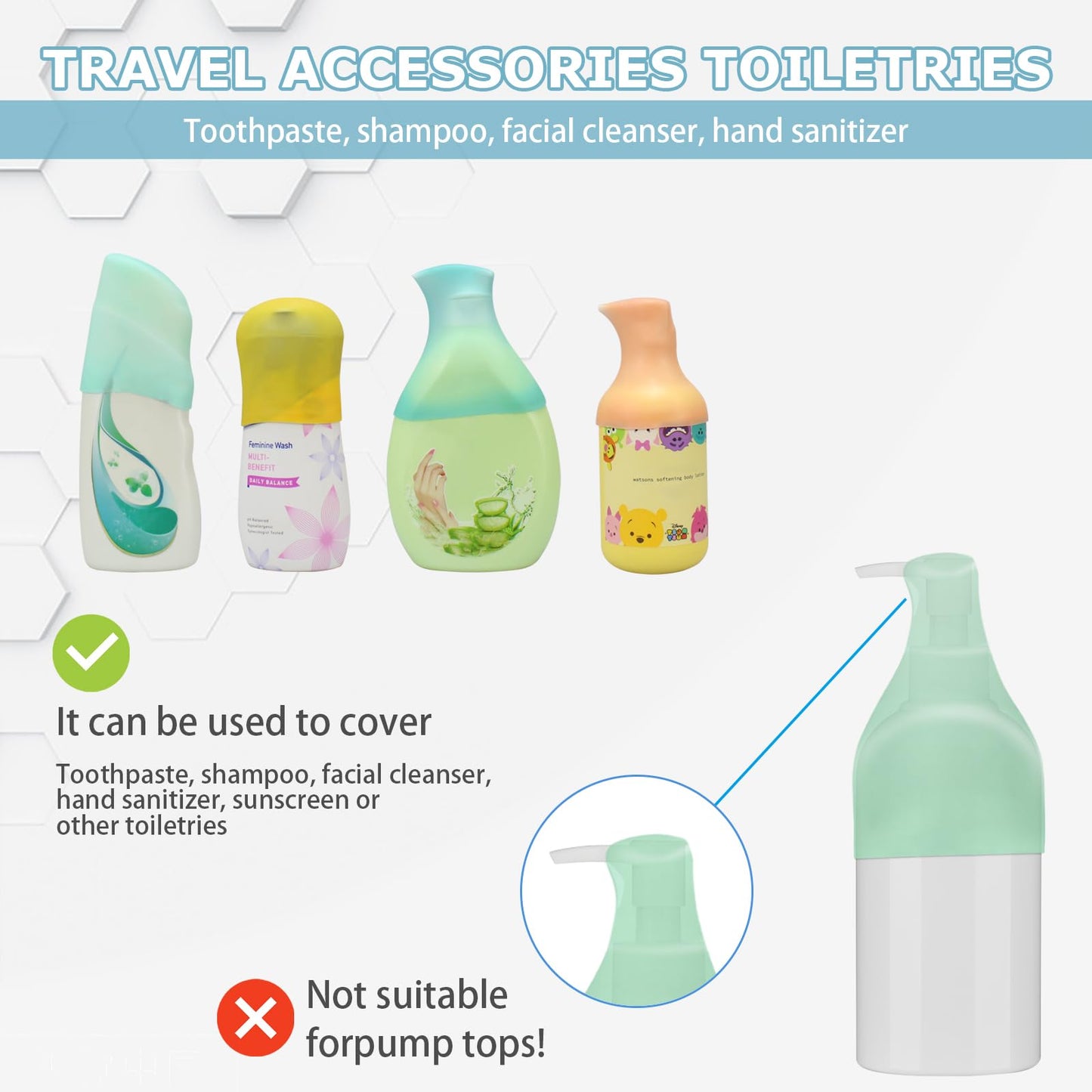 TRANOMOS 8 Pack Silicone Bottle Covers, Travel Essentials for Women Men, Travel Size Toiletries, Cruise Ship Essentials, Accessories Luggage, Travel Must Haves, Elastic Sleeves for Leak Proofing - The One Stop Deals