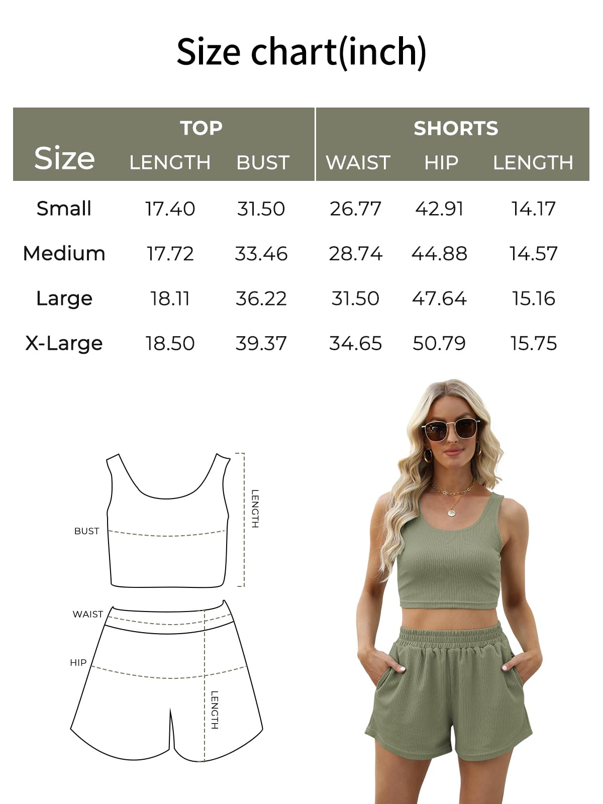 Trendy Queen Beach Vacation Clothes for Women 2 Piece Sets Two Piece Summer Outfits 2025 Lounge Matching Vacation Outfit Crop Top High Waisted Short Green M - The One Stop Deals