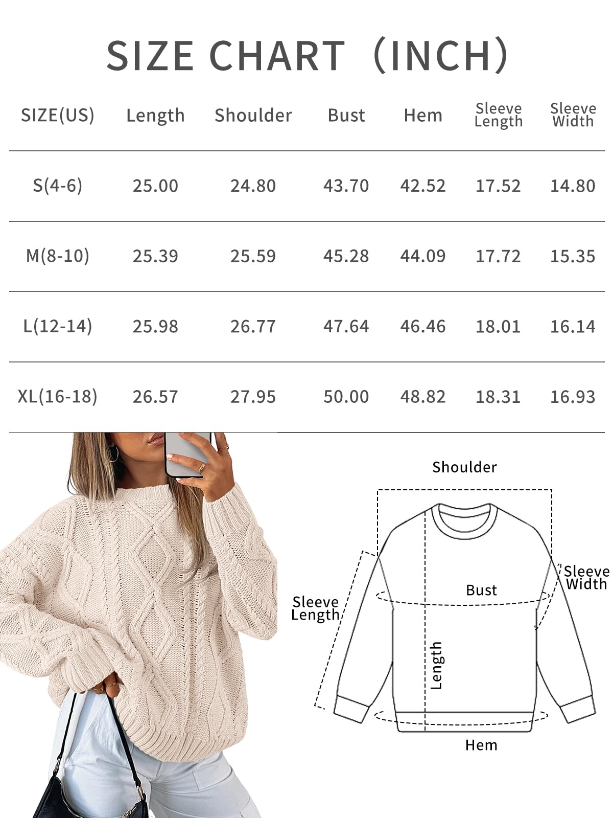 Trendy Queen Oversized Sweaters Womens Plus Size 2025 Fall Fashion Outfits Cable Knit Crewneck Pullover Cute Chunky Long Tunic Top Winter Old Money Clothes with Leggings Cream - The One Stop Deals