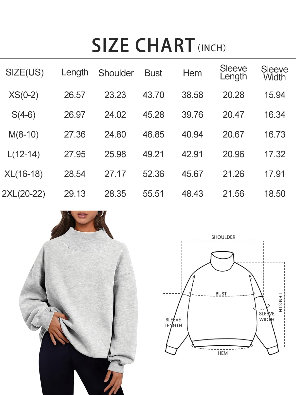 Trendy Queen Womens Oversized Sweatshirts Turtleneck Pullover Long Sleeve Hoodies Tops Fall Fashion Outfits 2025 Clothes CoffeeGrey M - The One Stop Deals