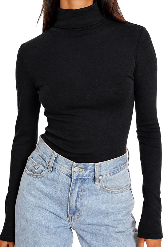 Trendy Queen Women's Turtleneck Long Sleeve Shirts Fall Fashion BasicThermal Underwear Tops Winter Clothes 2025 Black M - The One Stop Deals