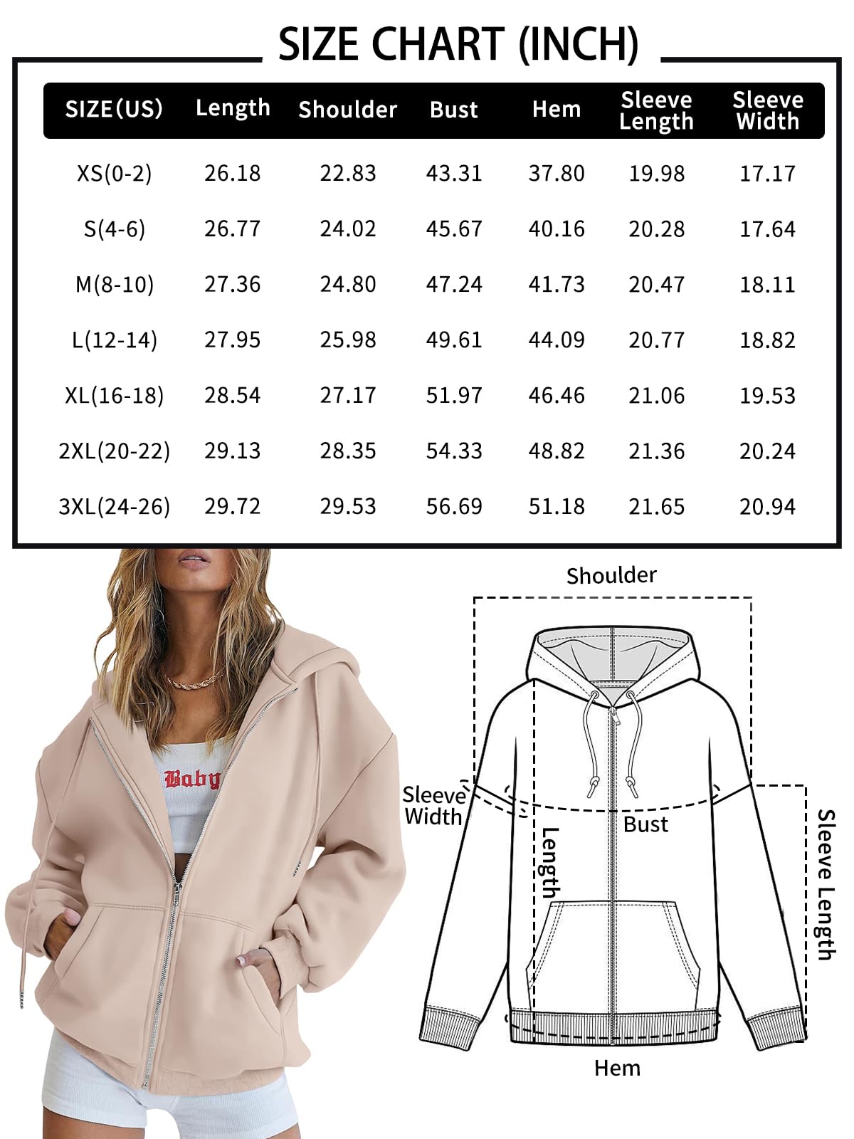 Trendy Queen Womens Zip Up Hoodies Oversized Sweatshirts Fall Fashion Outfits Casual Jackets 2025 Winter Clothes Grey M - The One Stop Deals