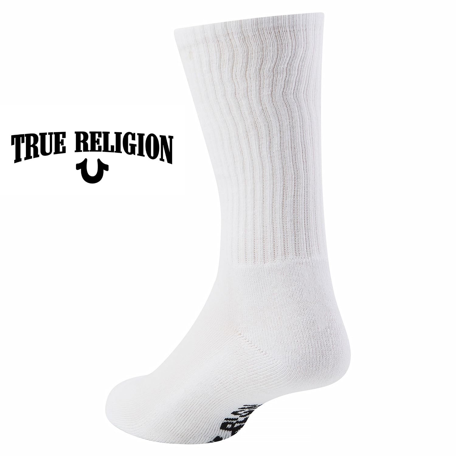 True Religion Mens Socks Crew Socks for Men Premium Athletic Men's Socks 8 Pairs White, Shoe Size 8 - 12 - The One Stop Deals