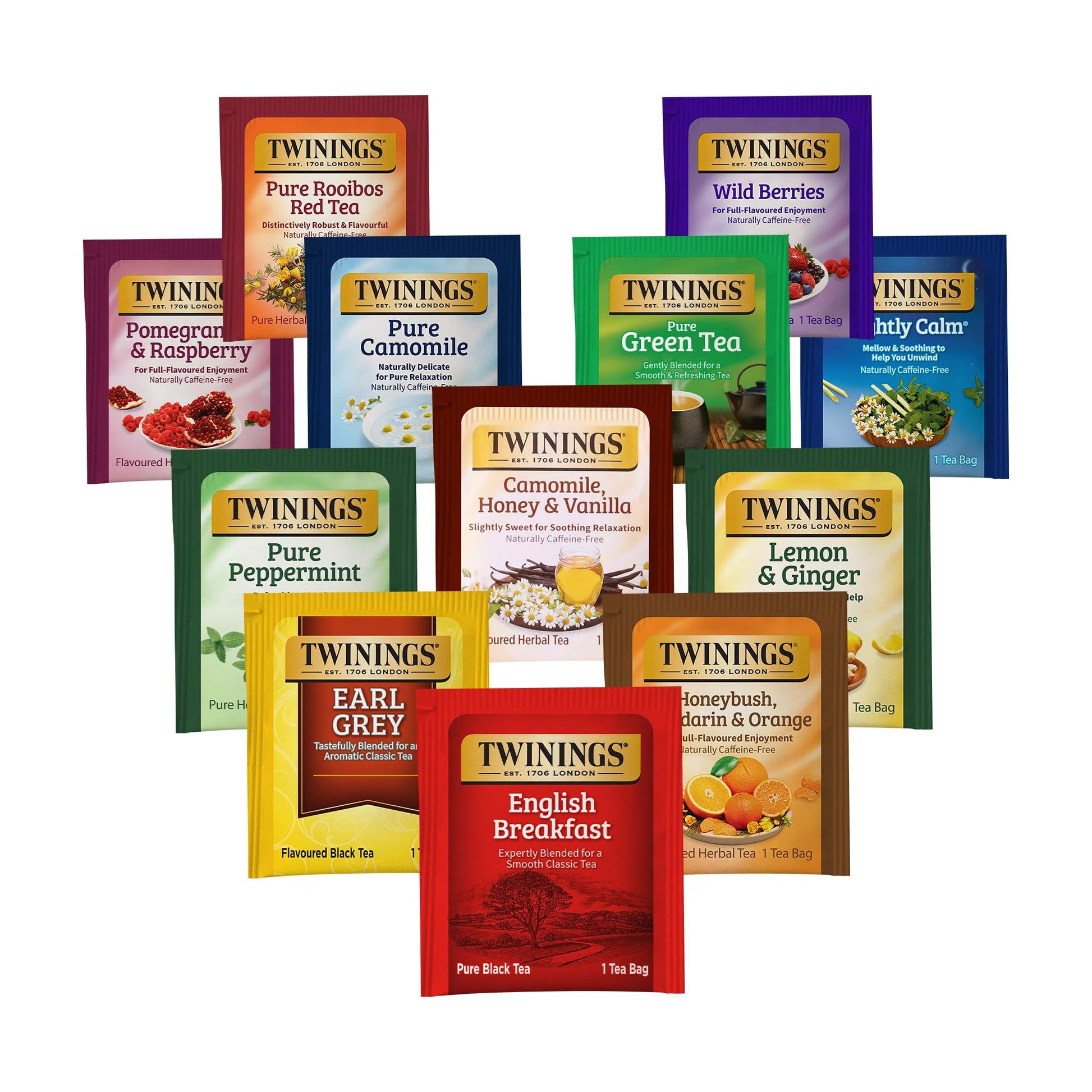 Twinings 48 Tea Bags Variety Pack – 12 Flavors Tea Gift Basket with 20 Honey Sticks, Assorted Tea Bags Individually Wrapped, Perfect Tea Gift Set for Holidays or Tea Lovers - The One Stop Deals