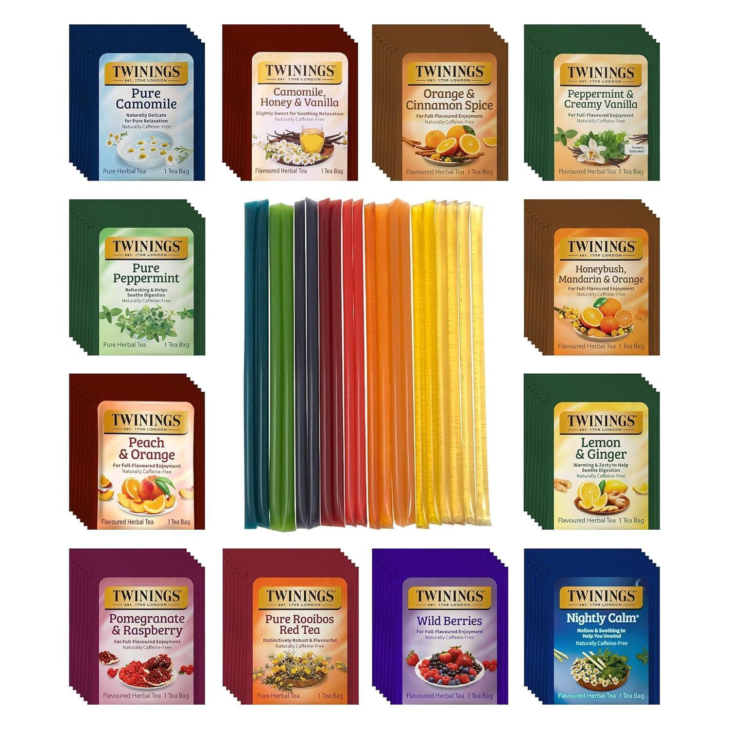 Twinings 48 Tea Bags Variety Pack – 12 Flavors Tea Gift Basket with 20 Honey Sticks, Assorted Tea Bags Individually Wrapped, Perfect Tea Gift Set for Holidays or Tea Lovers - The One Stop Deals