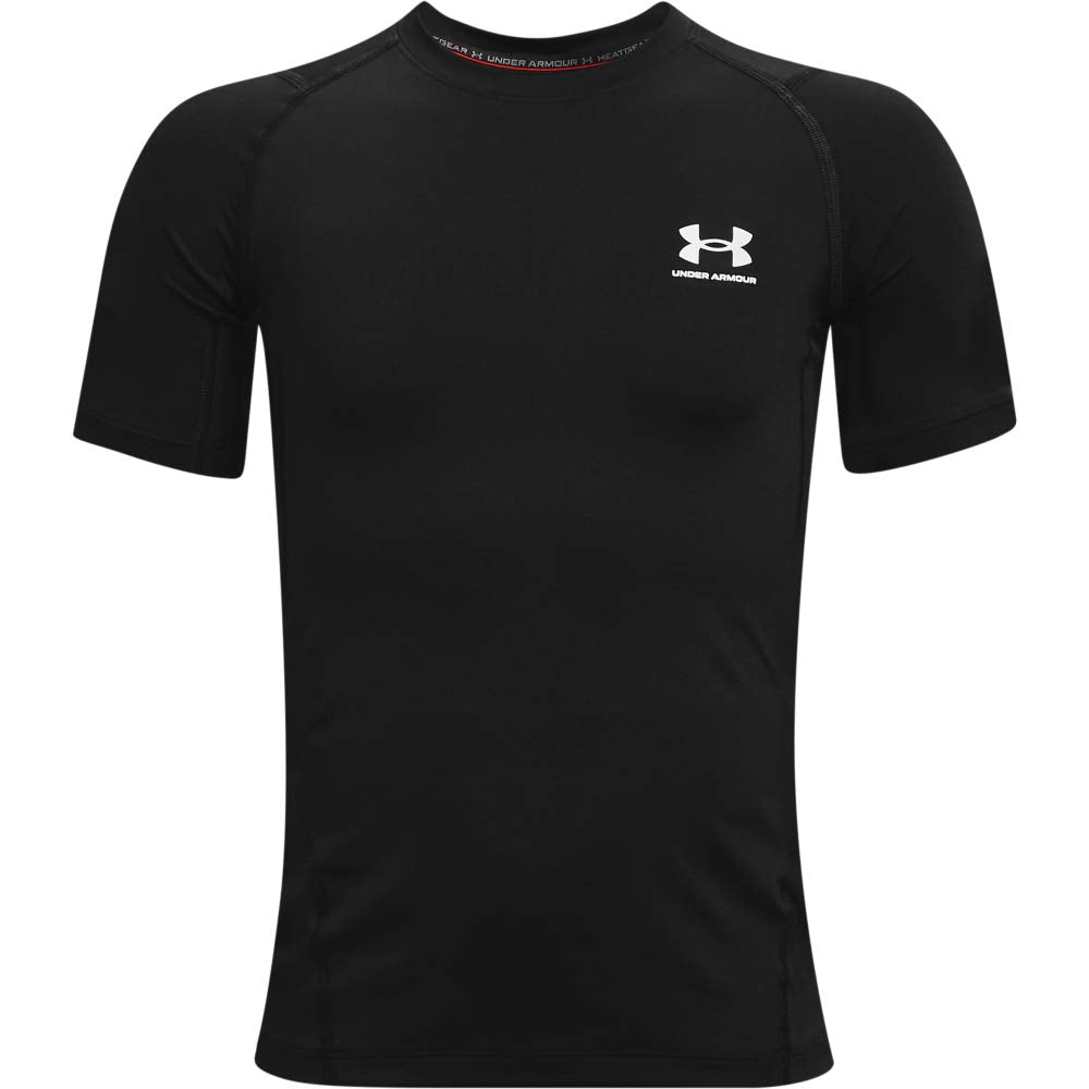 Under Armour Boys HeatGear Armour Short - Sleeve T-Shirt , Black (001)/White , Large - The One Stop Deals