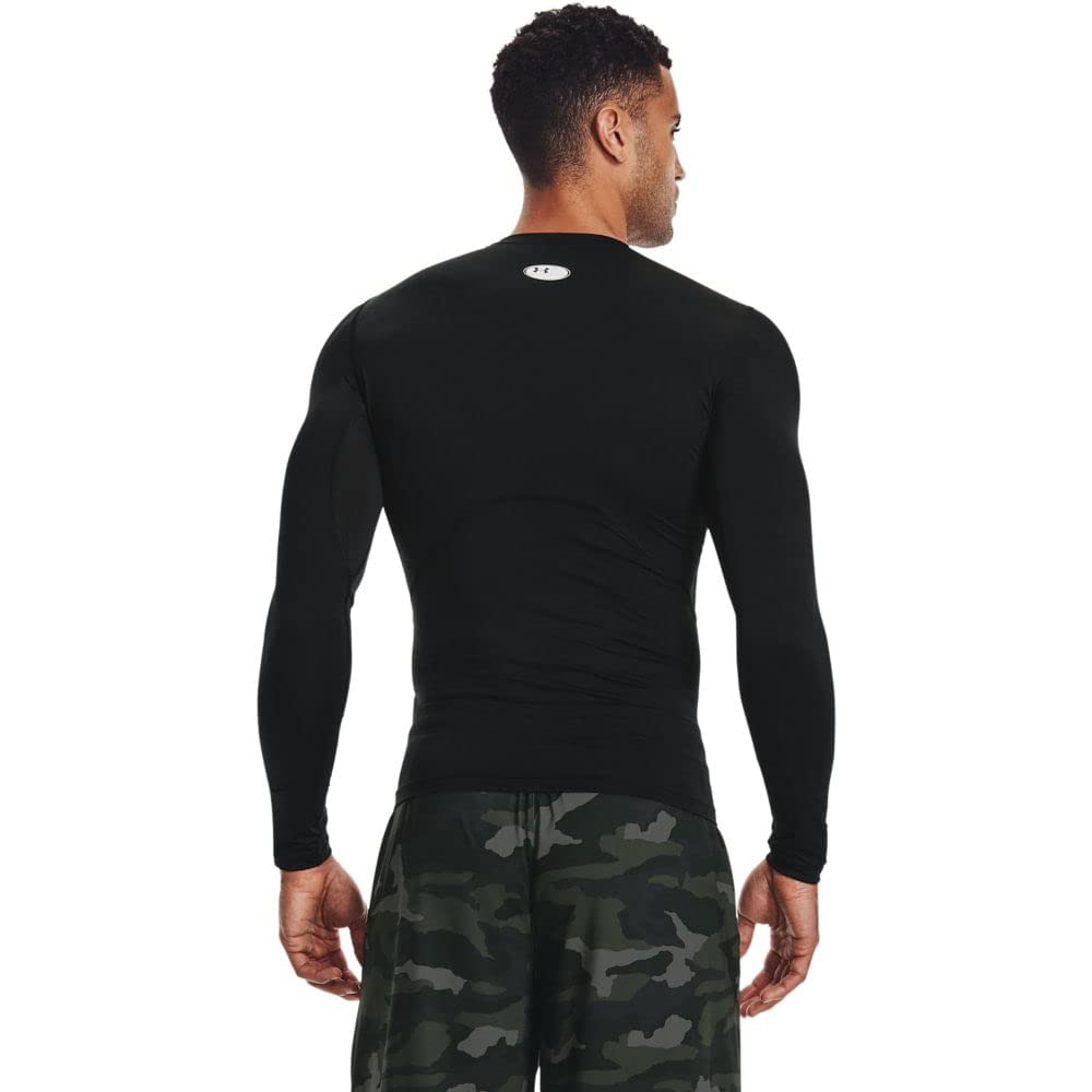 Under Armour Men's Armour HeatGear Compression Long - Sleeve T-Shirt , Black (001)/White, Small - The One Stop Deals