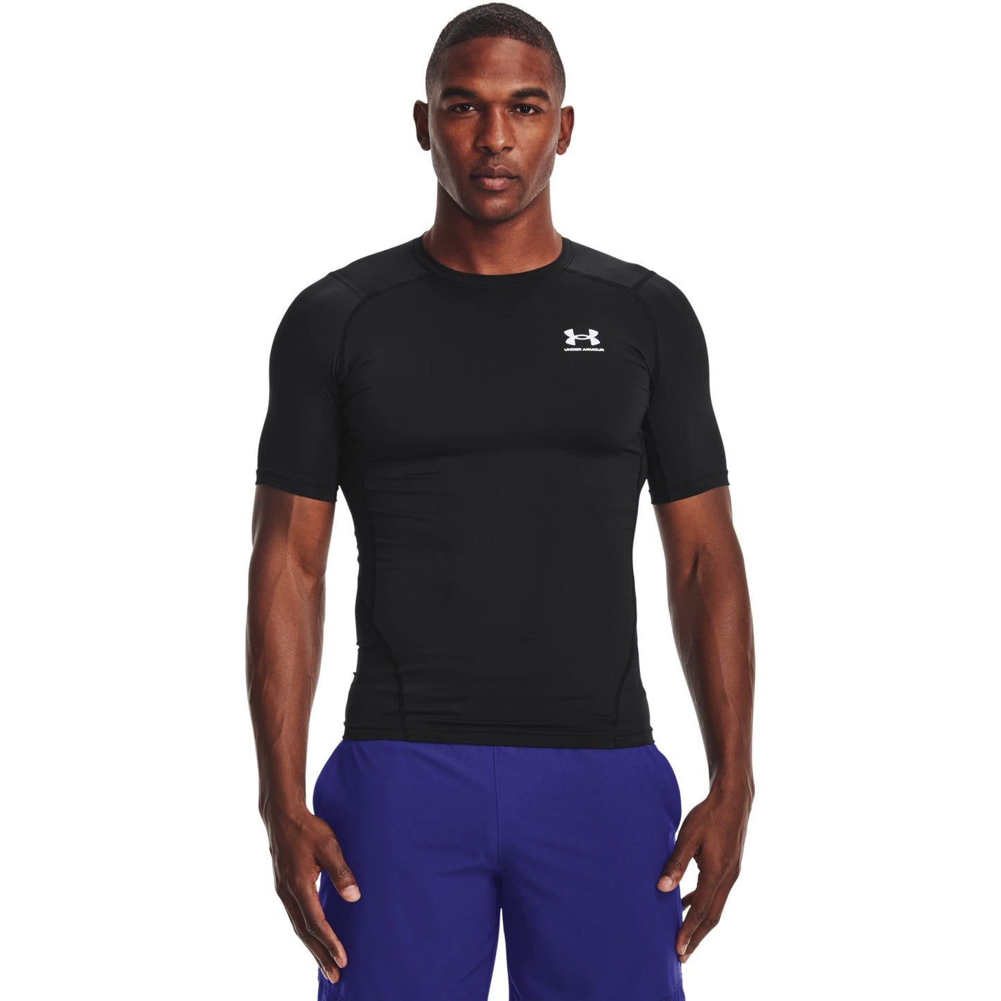 Under Armour Men's Armour HeatGear Compression Short - Sleeve T-Shirt , Black (001)/White, Large - The One Stop Deals