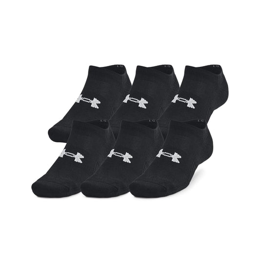 Under Armour Unisex - Adult Training Cotton No Show Socks 6 Pack, (001) Black/Black/White, Large - The One Stop Deals