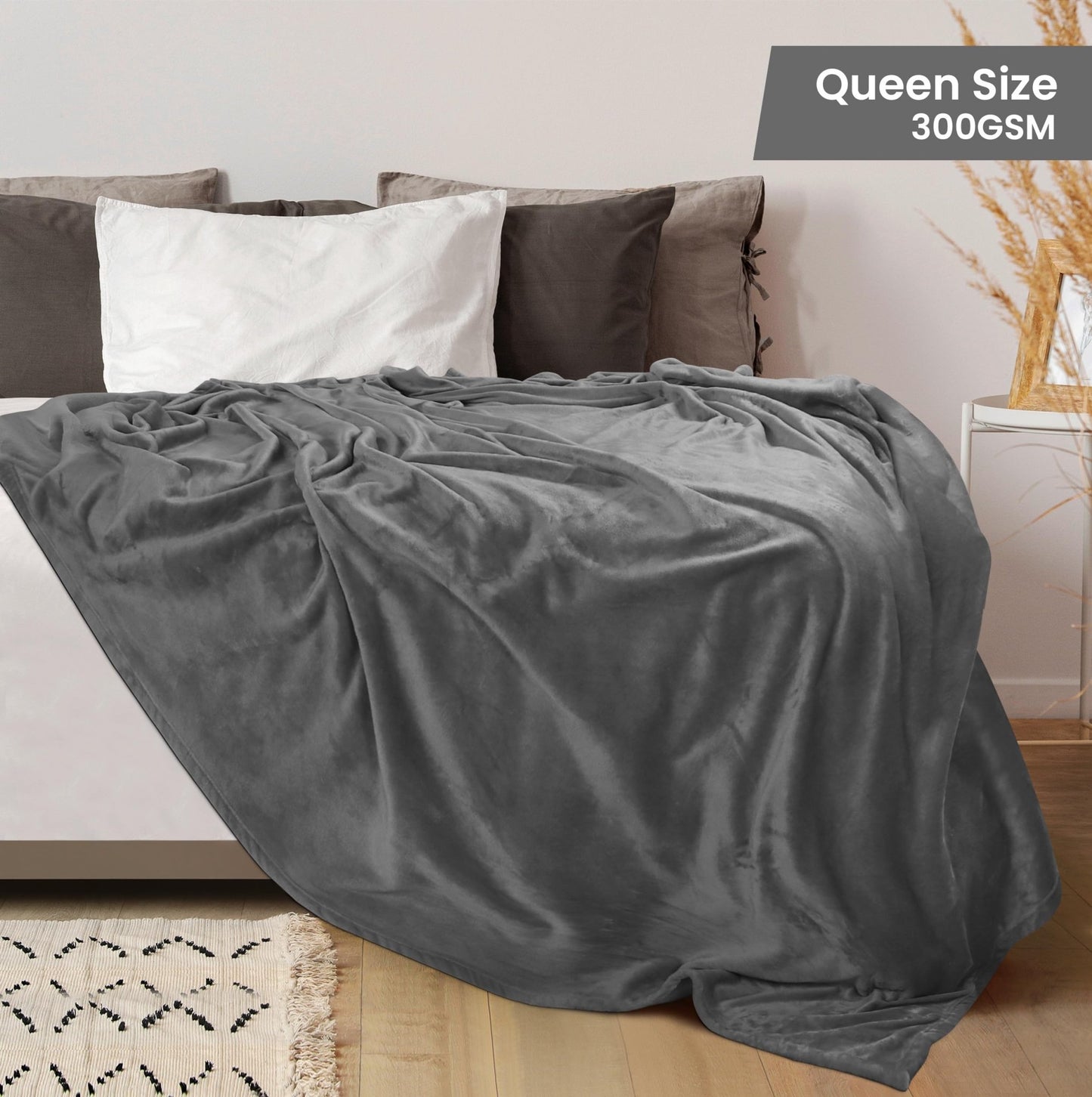 Utopia Bedding Fleece Blanket Queen Size Grey 300GSM Luxury Anti - Static Fuzzy Soft Microfiber Bed Blanket (90x90 Inch) - The One Stop Deals