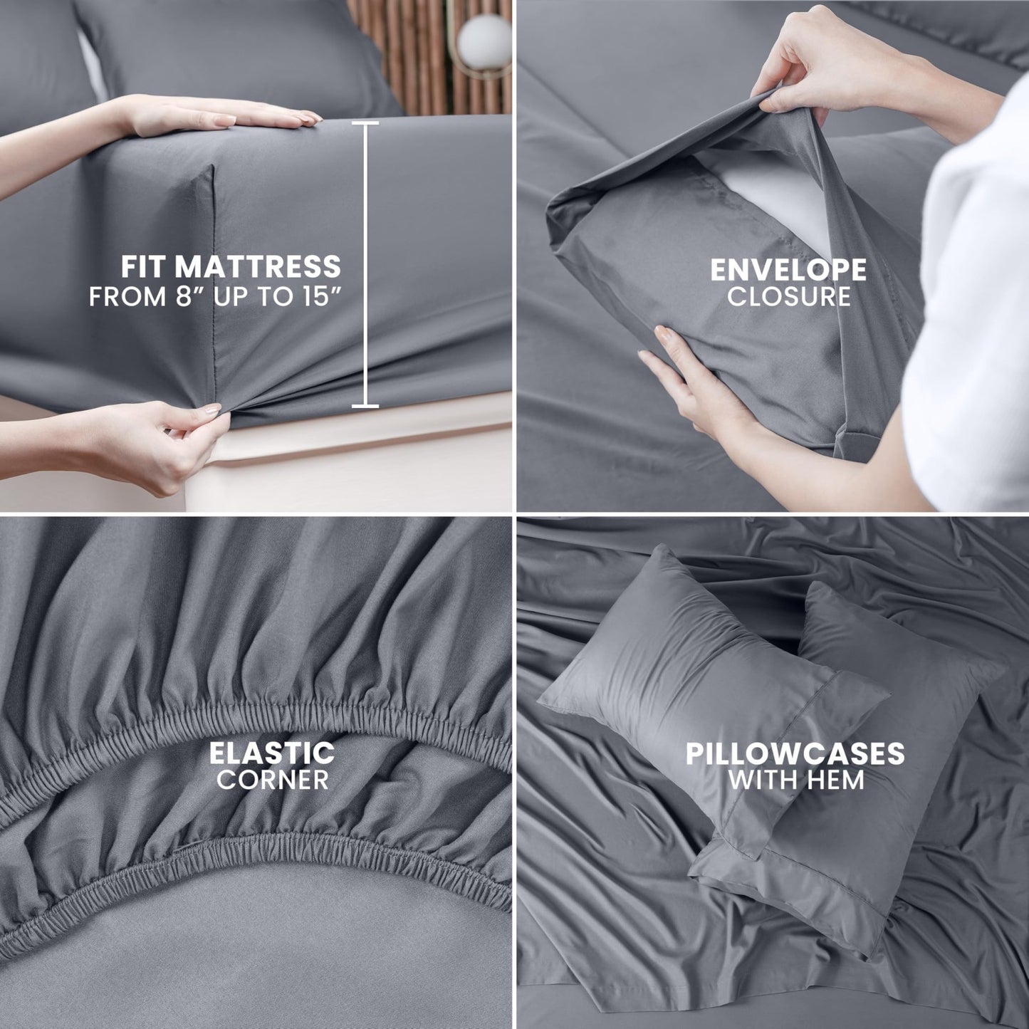 Utopia Bedding Queen Bed Sheets Set - 4 Piece Bedding - Brushed Microfiber - Shrinkage and Fade Resistant - Easy Care (Queen, Grey) - The One Stop Deals