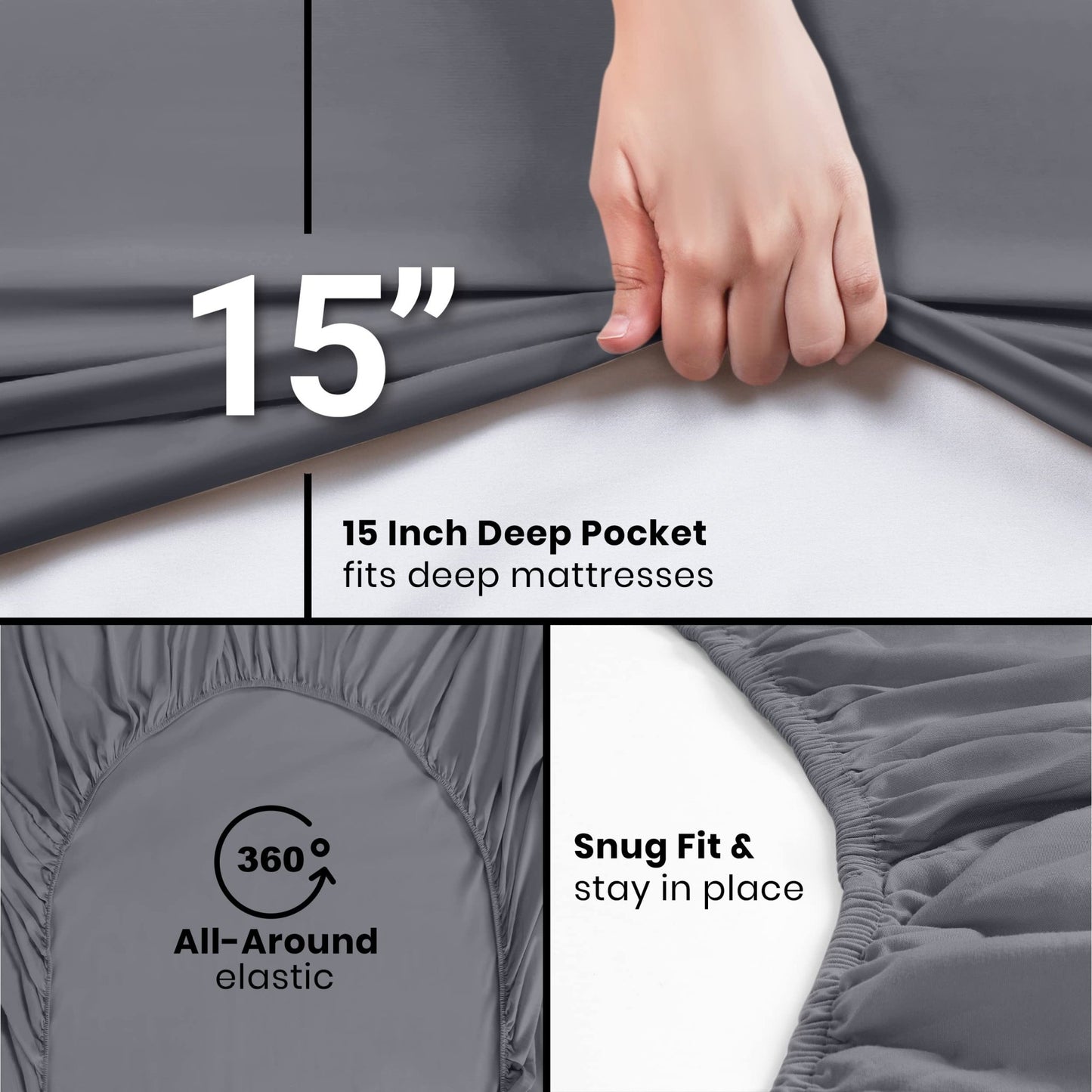 Utopia Bedding Queen Fitted Sheet - Bottom Sheet - Deep Pocket - Soft Microfiber - Shrinkage and Fade Resistant - Easy Care - 1 Fitted Sheet Only (Grey) - The One Stop Deals