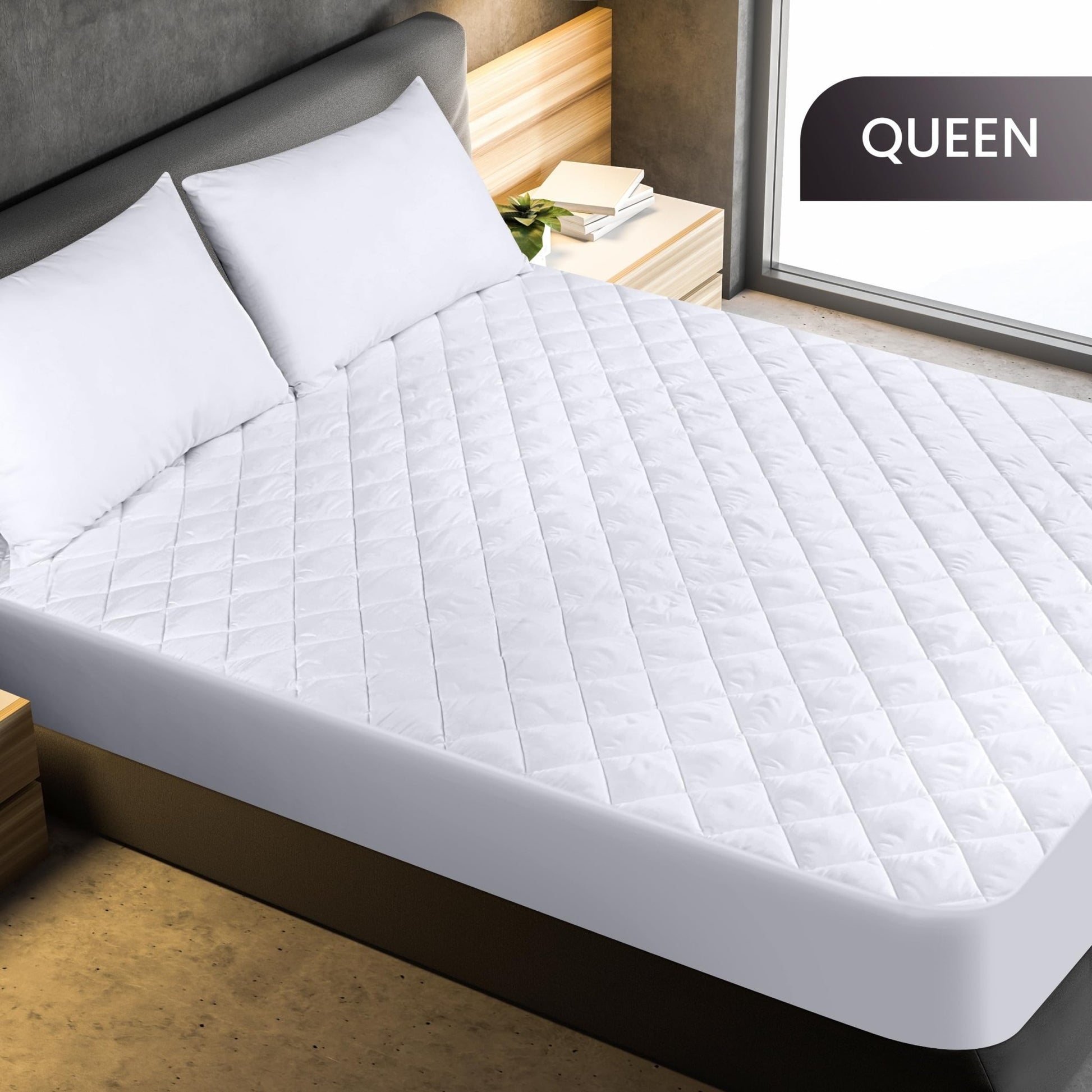 Utopia Bedding Quilted Fitted Mattress Pad, Queen Size, Elastic Fitted Mattress Topper Protector and Cover Stretches up to 16 Inches Deep, Machine Washable (White) - The One Stop Deals