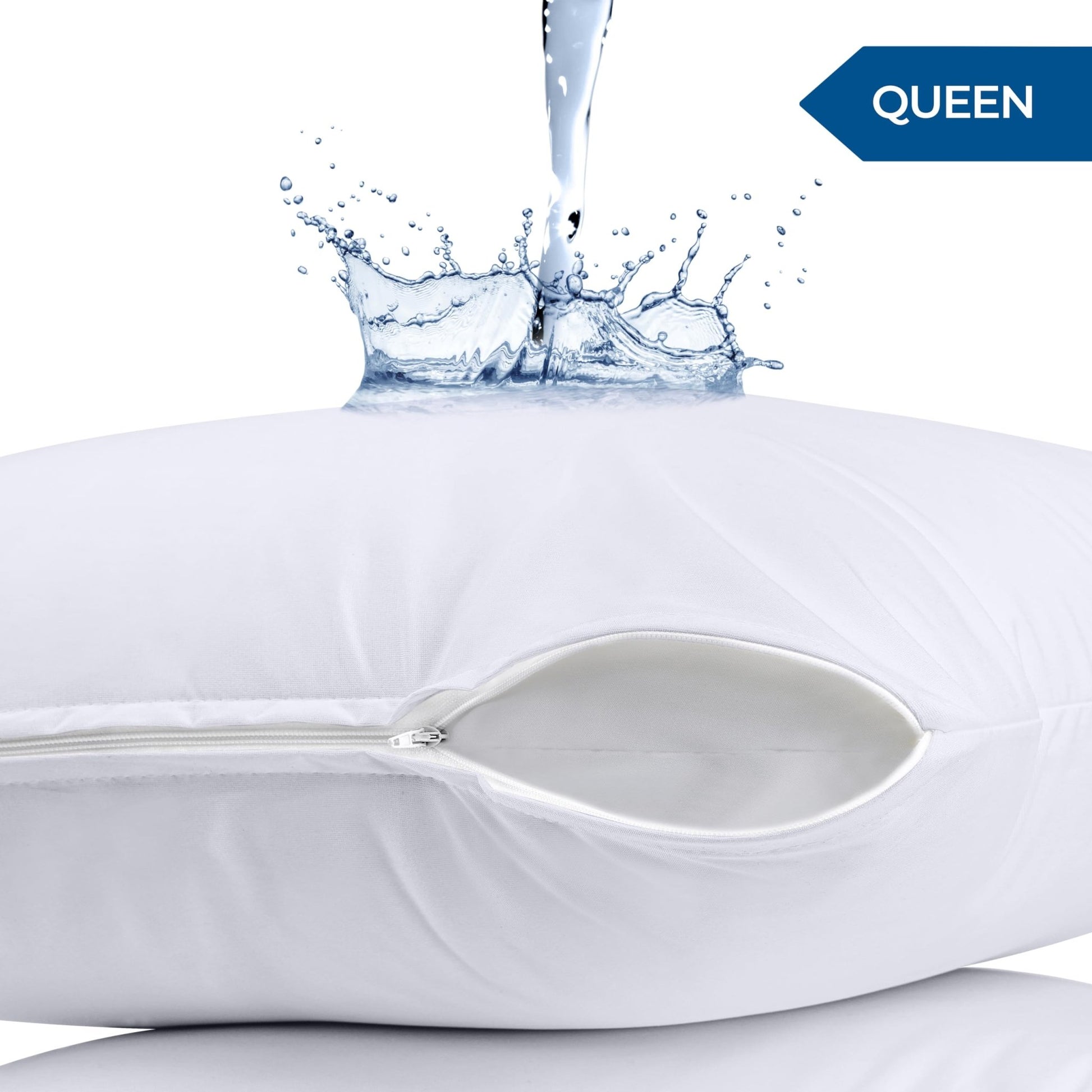 Utopia Bedding Waterproof Pillow Protectors Zippered (2 Pack, White) Queen Size, Zippered Pillowcases, Bed Bug Proof Pillow Encasement Covers 20 x 28 Inches - The One Stop Deals