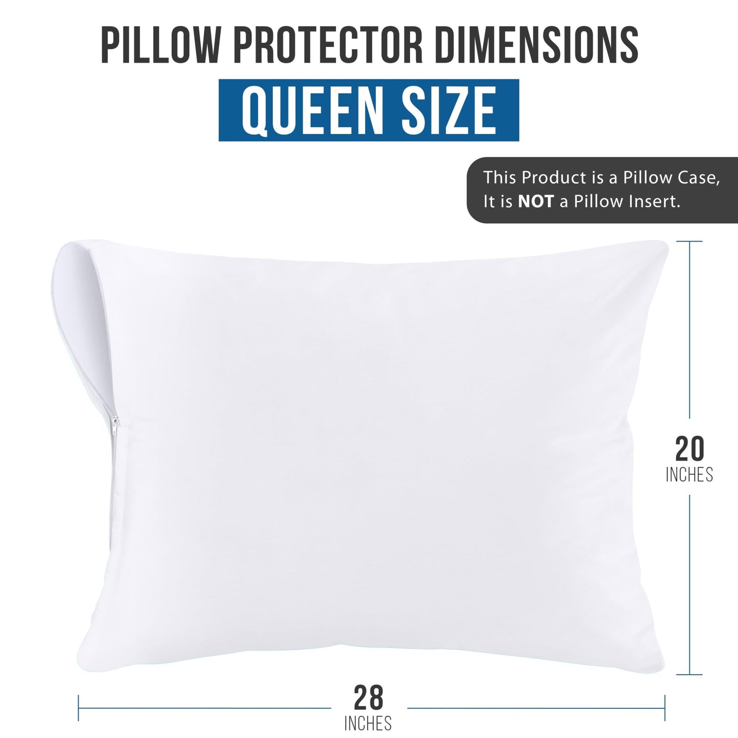 Utopia Bedding Waterproof Pillow Protectors Zippered (2 Pack, White) Queen Size, Zippered Pillowcases, Bed Bug Proof Pillow Encasement Covers 20 x 28 Inches - The One Stop Deals