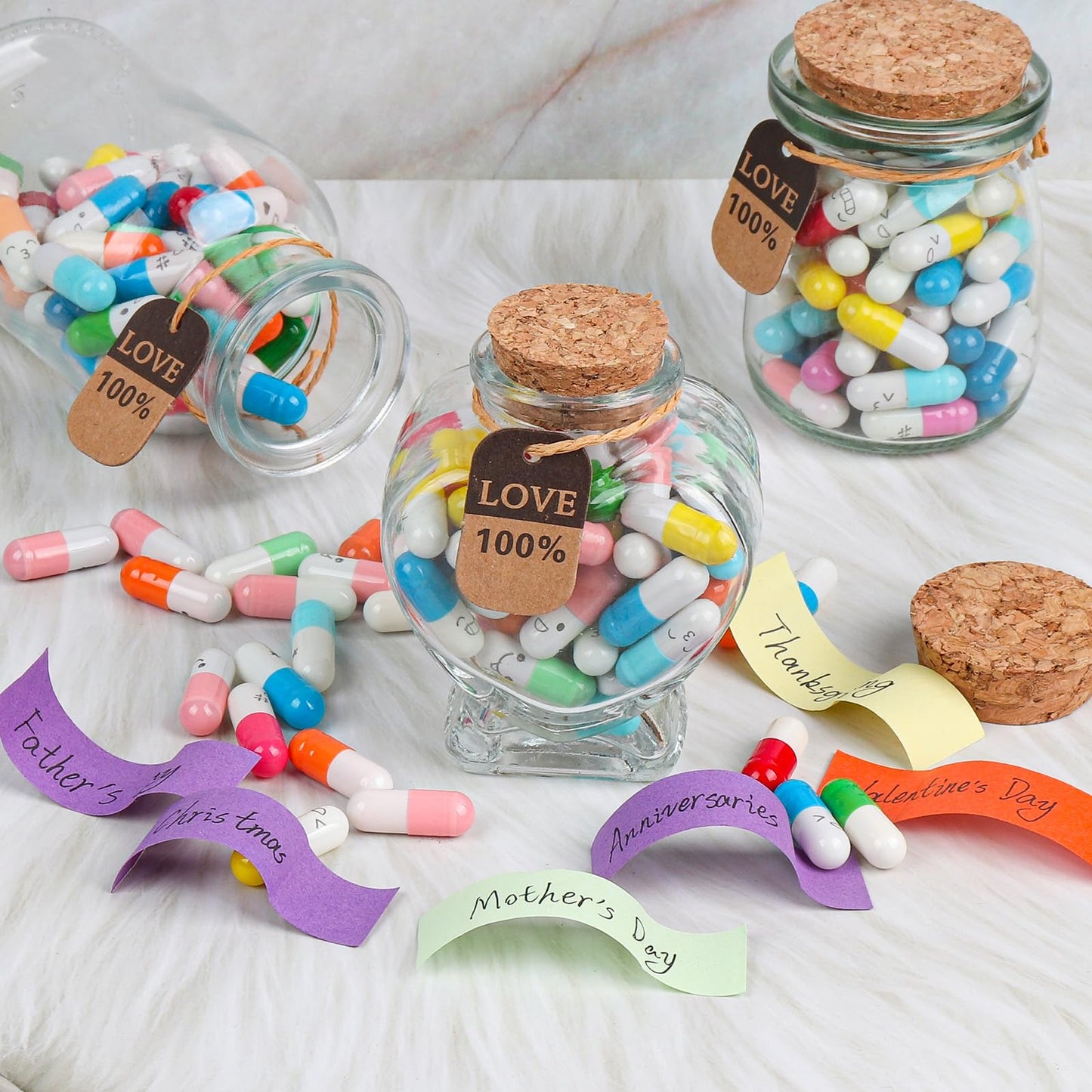 Valentine Day Gift - Capsule Letters Message in a Bottle，Long Distance Relationships Gifts for Boyfriend Girlfriend Birthday Christmas Anniversary. (Mixed Color 50PCS) - The One Stop Deals