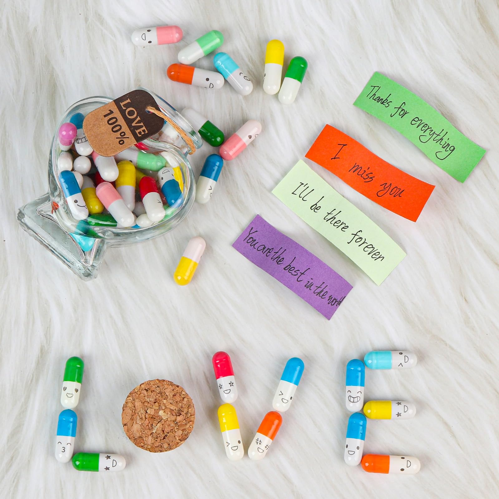 Valentine Day Gift - Capsule Letters Message in a Bottle，Long Distance Relationships Gifts for Boyfriend Girlfriend Birthday Christmas Anniversary. (Mixed Color 50PCS) - The One Stop Deals