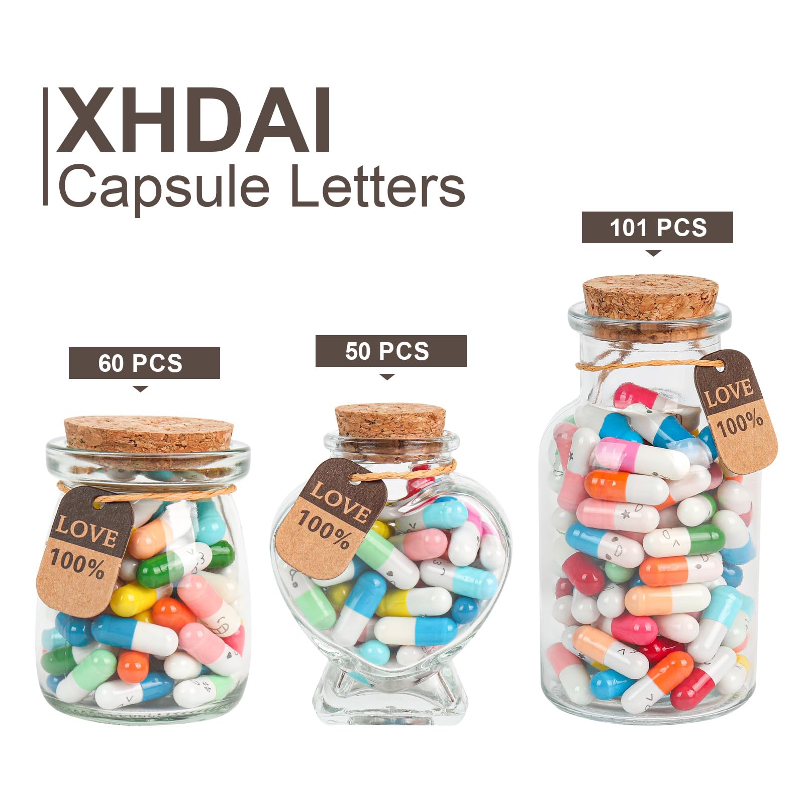 Valentine Day Gift - Capsule Letters Message in a Bottle，Long Distance Relationships Gifts for Boyfriend Girlfriend Birthday Christmas Anniversary. (Mixed Color 50PCS) - The One Stop Deals