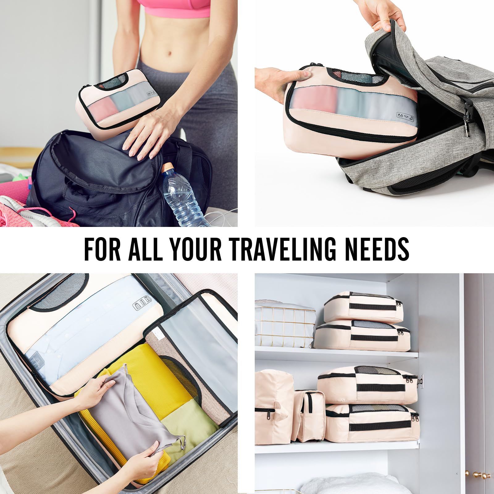 Veken 8 Set Packing Cubes for Travel, Gifts for Women Mom, Suitcase Organizer Bags for Luggage with Hanging Toiletry Bag and Shoe Bag, Vacation Essentials Travel Accessories for Cruise Ship - The One Stop Deals