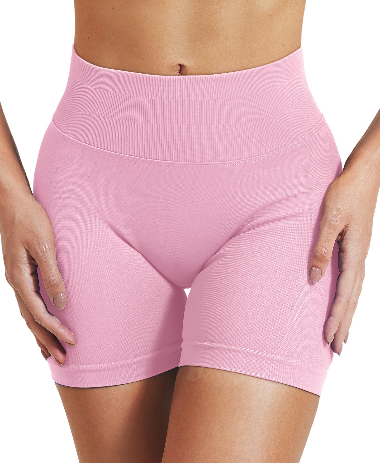 VOYJOY Women Workout Impact Shorts 3.6"/ 4.5"/ 6" Scrunch Butt Lifting Gym Seamless Booty Biker Shorts Pink - The One Stop Deals