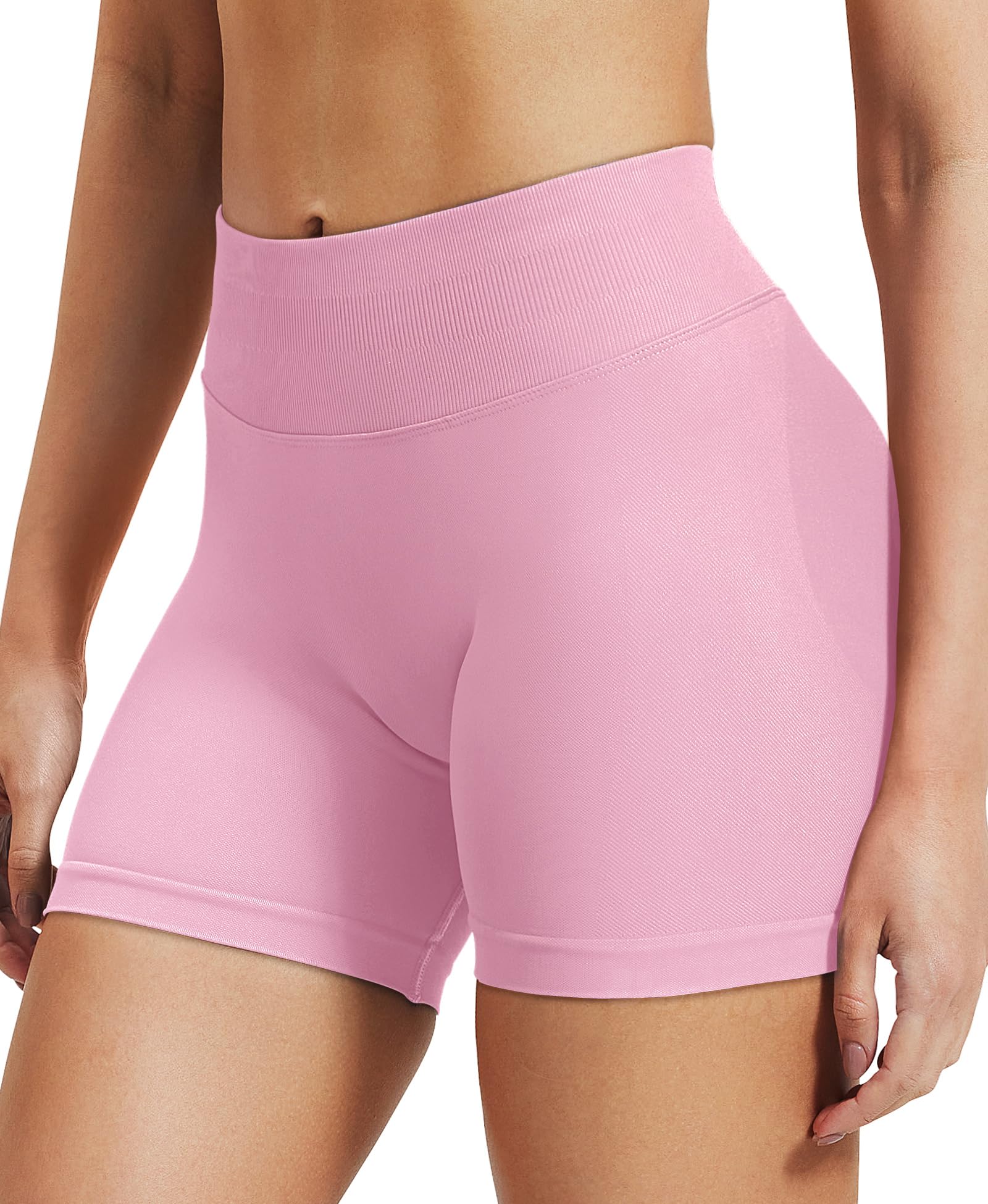 VOYJOY Women Workout Impact Shorts 3.6"/ 4.5"/ 6" Scrunch Butt Lifting Gym Seamless Booty Biker Shorts Pink - The One Stop Deals