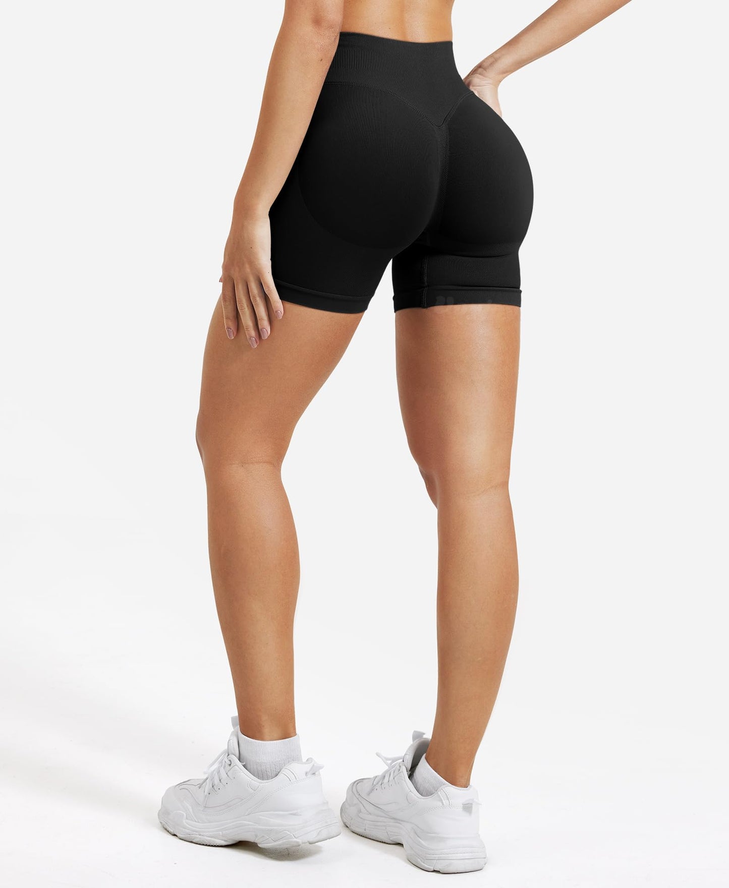 VOYJOY Women Workout Impact Shorts 3.6"/ 4.5"/ 6" Scrunch Butt Lifting Gym Shorts Seamless Booty Biker Shorts Black - The One Stop Deals