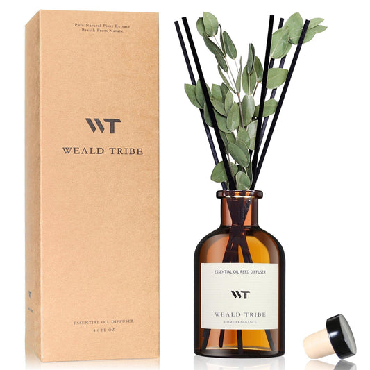 WEALD TRIBE Flower Reed Diffuser Set Eucalyptus & Lavender Scent For Bathroom Accessories Shelf Decor & Air Fresheners, Sticks Defusers With 4.0 fl oz Essential Oils, House Bedroom Office Decor & Gift - The One Stop Deals