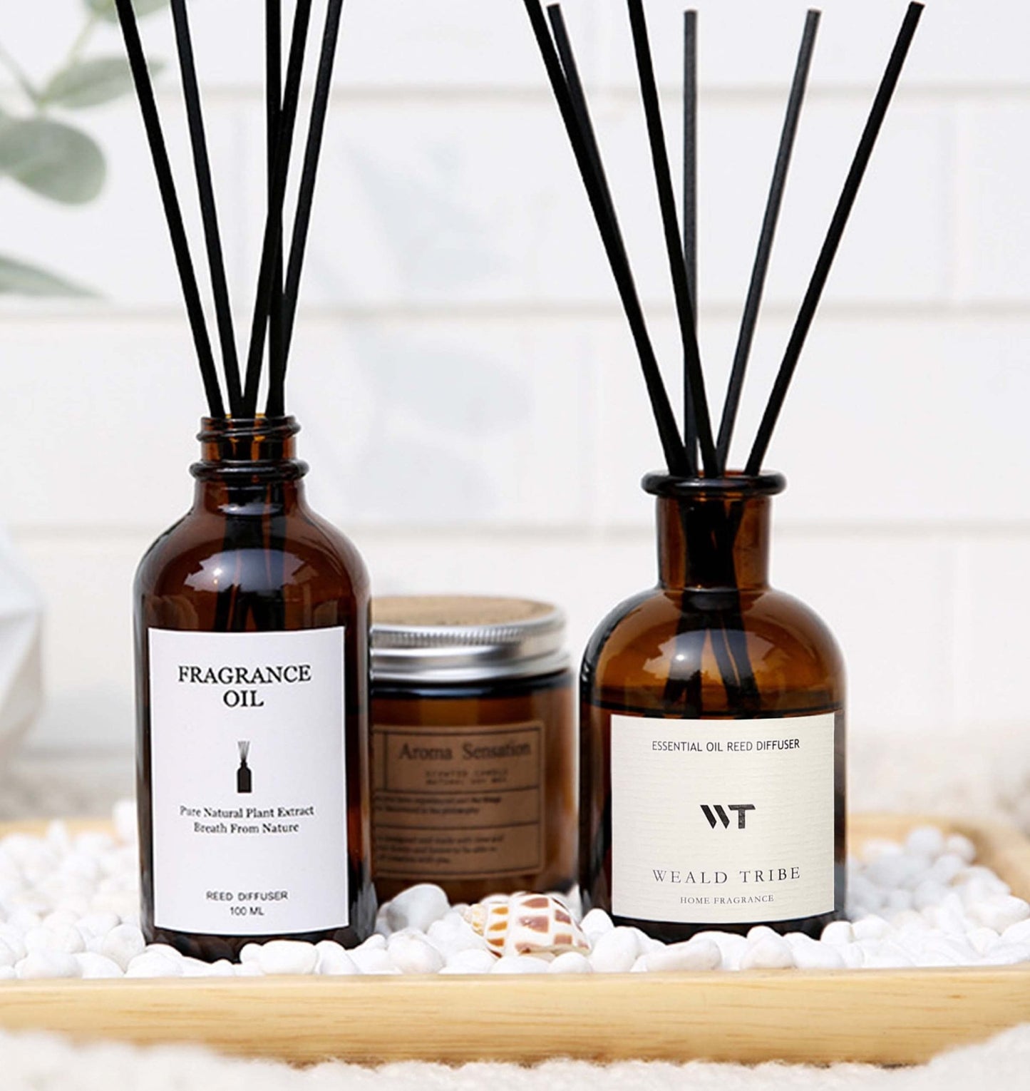 WEALD TRIBE Flower Reed Diffuser Set Eucalyptus & Lavender Scent For Bathroom Accessories Shelf Decor & Air Fresheners, Sticks Defusers With 4.0 fl oz Essential Oils, House Bedroom Office Decor & Gift - The One Stop Deals