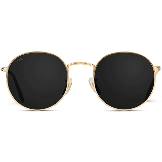 WearMe Pro - Reflective Lens Round Trendy Sunglasses (Gold Frame/Black Lens, 51) - The One Stop Deals