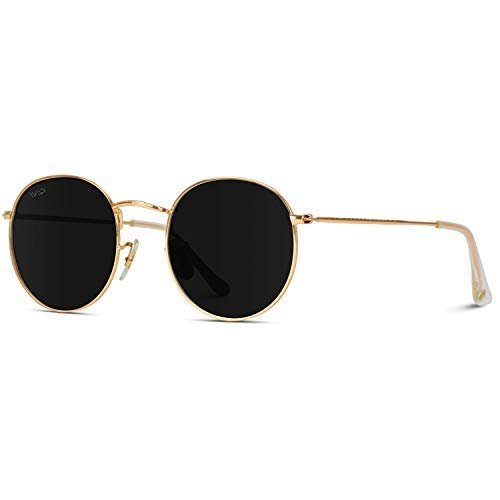 WearMe Pro - Reflective Lens Round Trendy Sunglasses (Gold Frame/Black Lens, 51) - The One Stop Deals